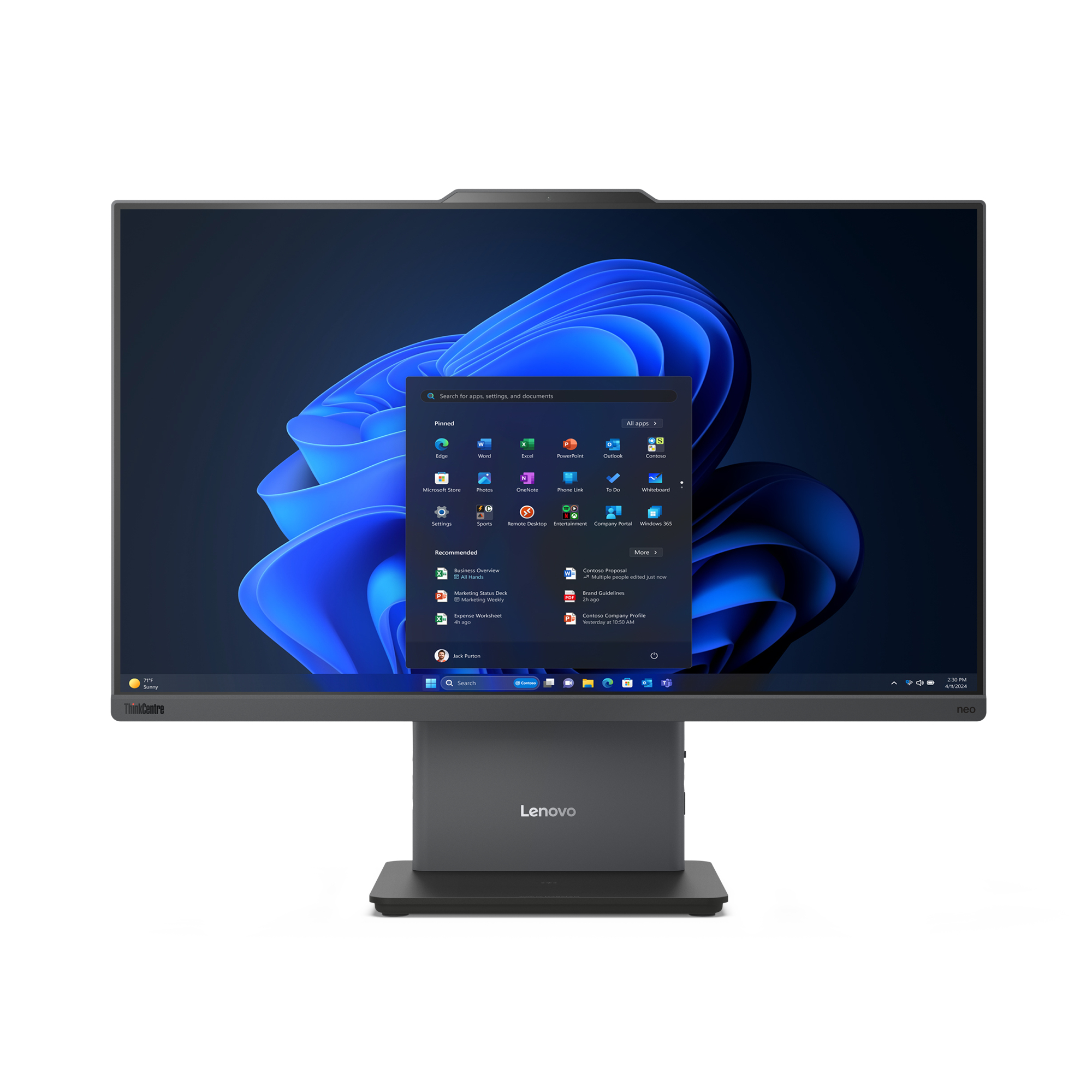 Lenovo ThinkCentre neo 50a 24 Gen 5 Intel Core 5 210H 60,5 cm (23.8") 1920 x 1080 piksler Alt-i-ett PC 16 GB DDR5-SDRAM 256 GB SSD Windows 11 Pro Wi-Fi 6 (802.11ax) Grå