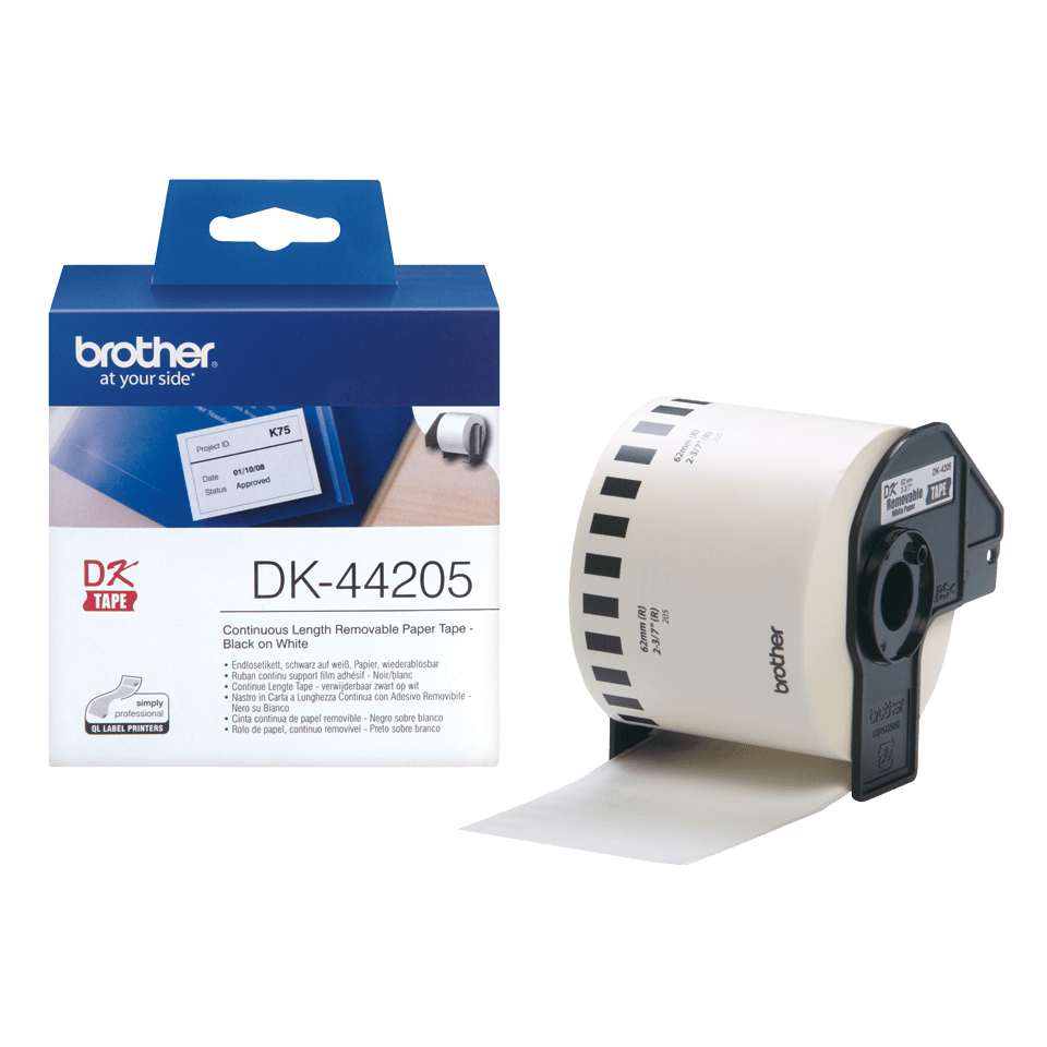Brother DK-44205 etikettlagingsbånd Svart på hvitt