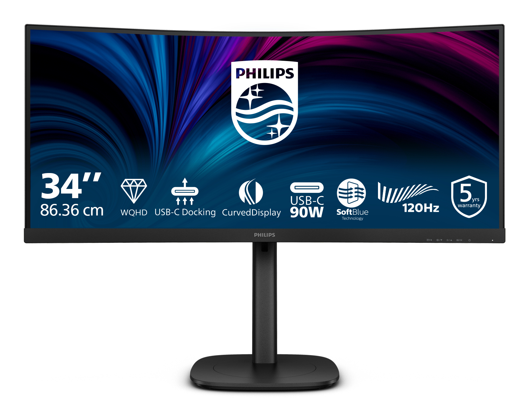 Philips 3000 series 34B2U3600C/00 PC-skjerm 86,4 cm (34") 3440 x 1440 piksler Wide Quad HD LCD Svart
