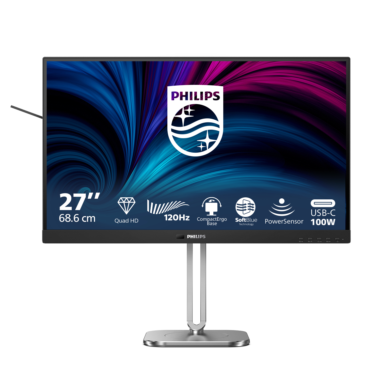Philips 27B2U4601/00 PC-skjerm 68,6 cm (27") 2560 x 1440 piksler Quad HD LCD Grå