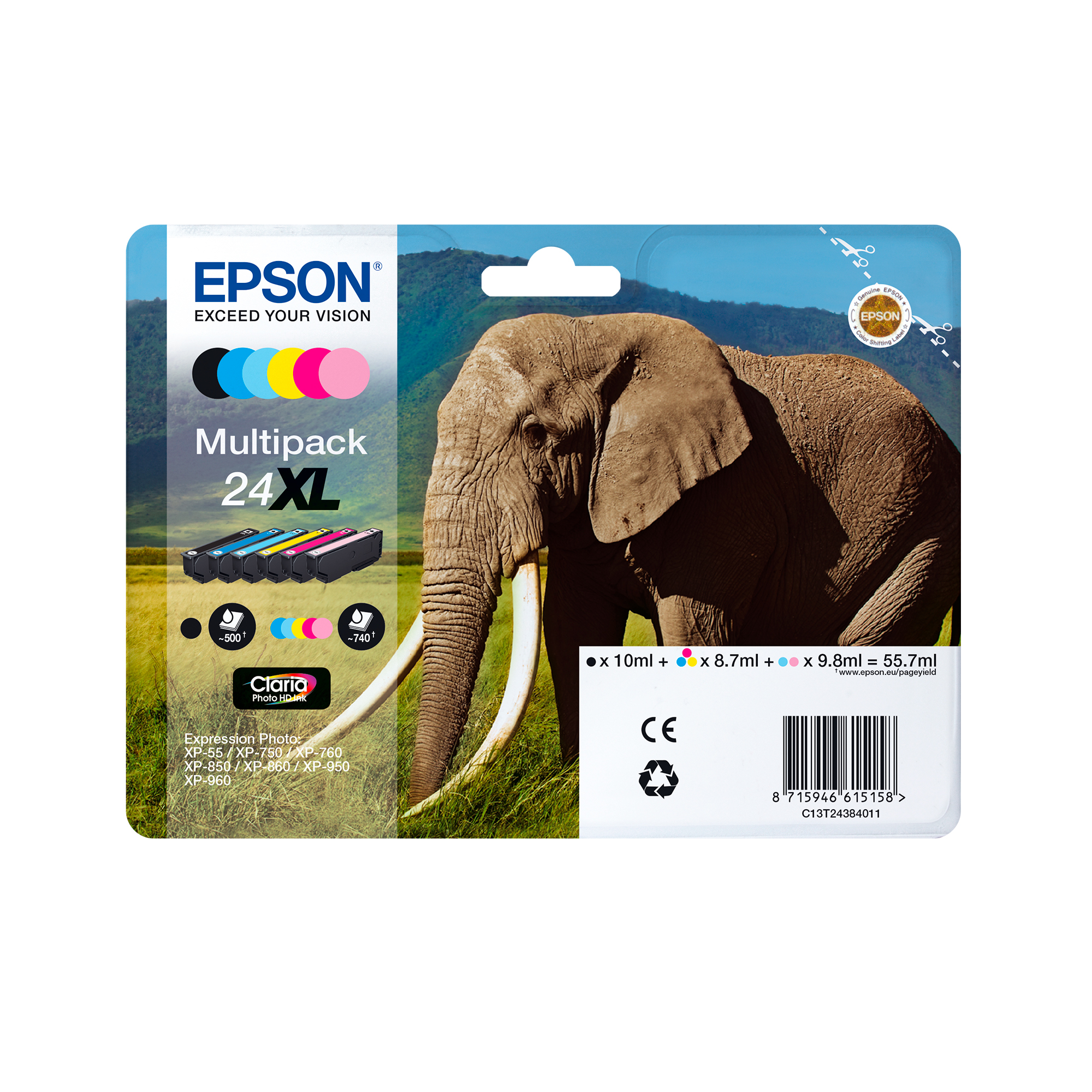 Epson Elephant 24XL Elefant Claria Photo HD enkeltpakning lys magenta blekk
