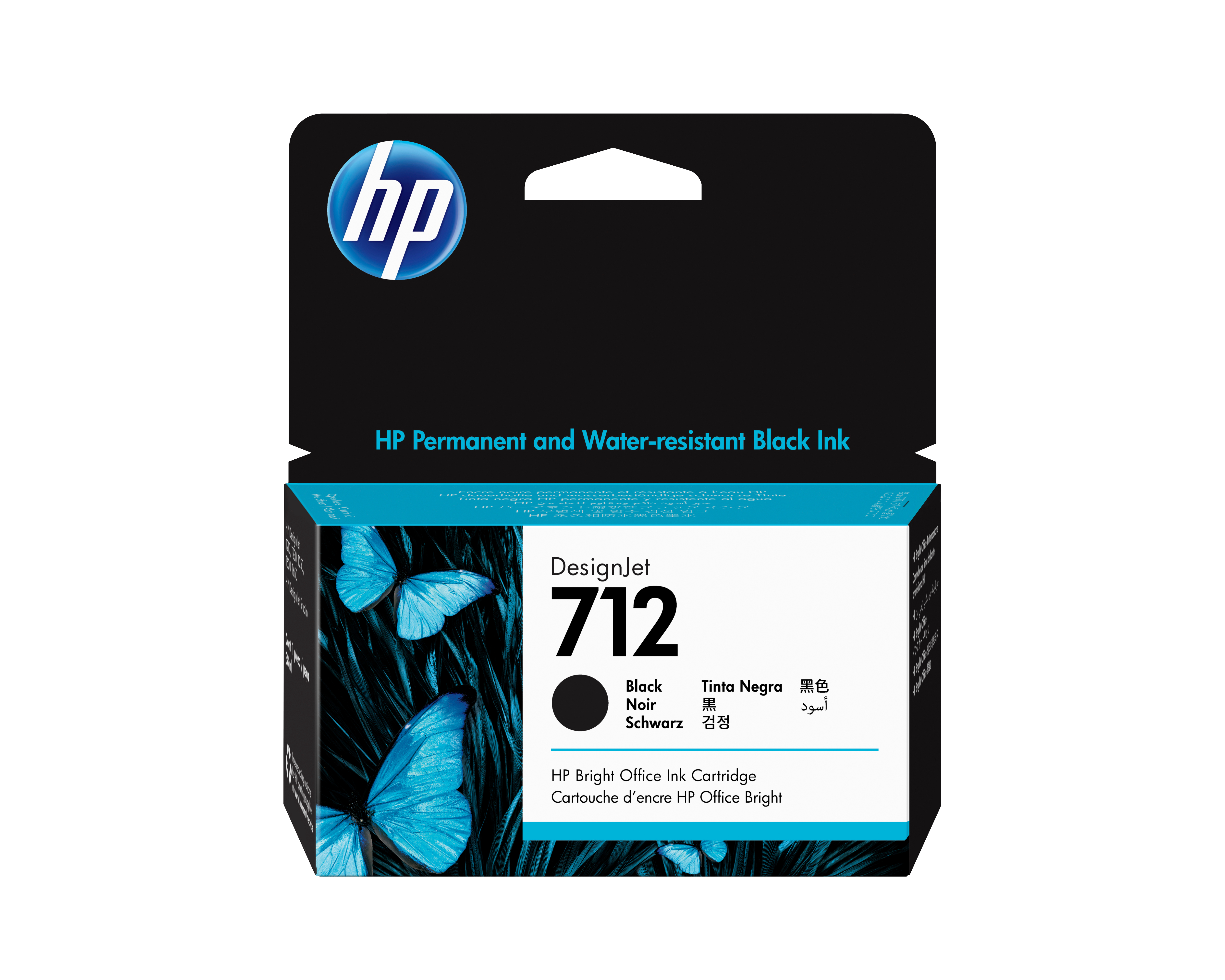 HP 712 svart DesignJet-blekkpatron, 38 ml