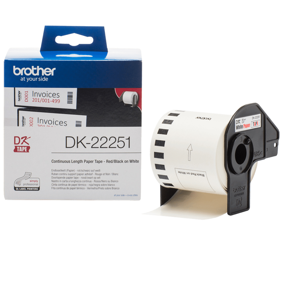 Brother DK-22251 etikettlagingsbånd Svart og rød på hvit