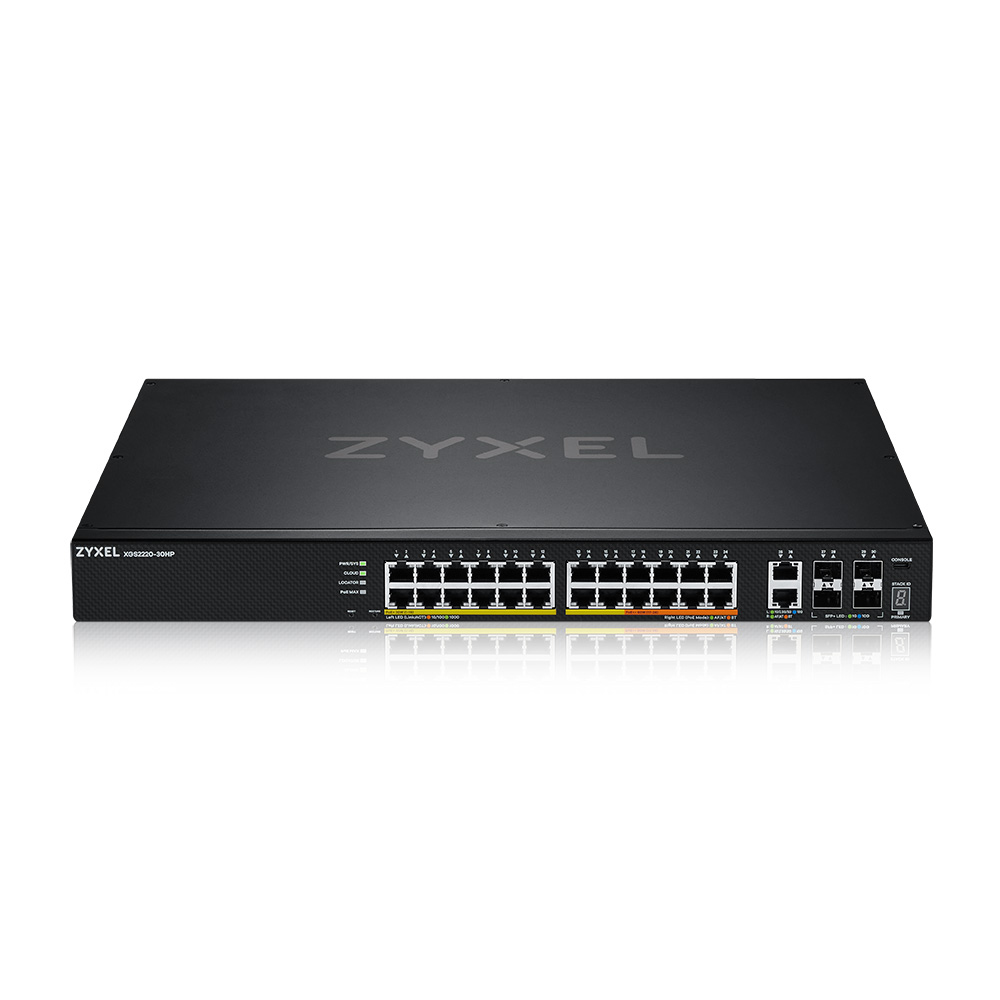 Zyxel XGS2220-30HP Håndtert L3 Gigabit Ethernet (10/100/1000) Strøm over Ethernet (PoE) Svart