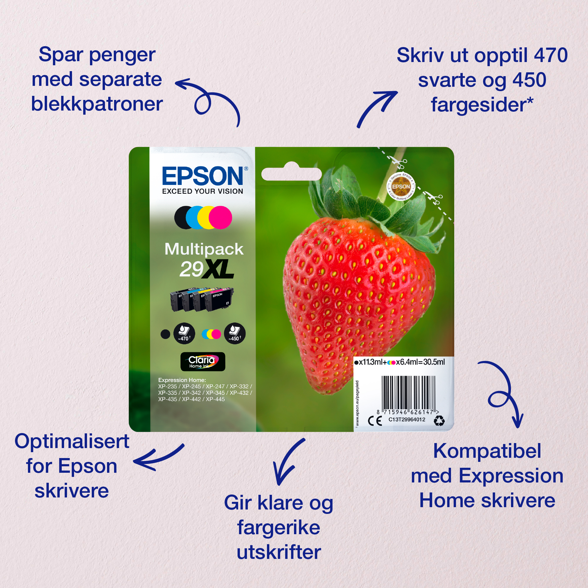 Epson Strawberry Multipack 4-colours 29 Claria Home Ink