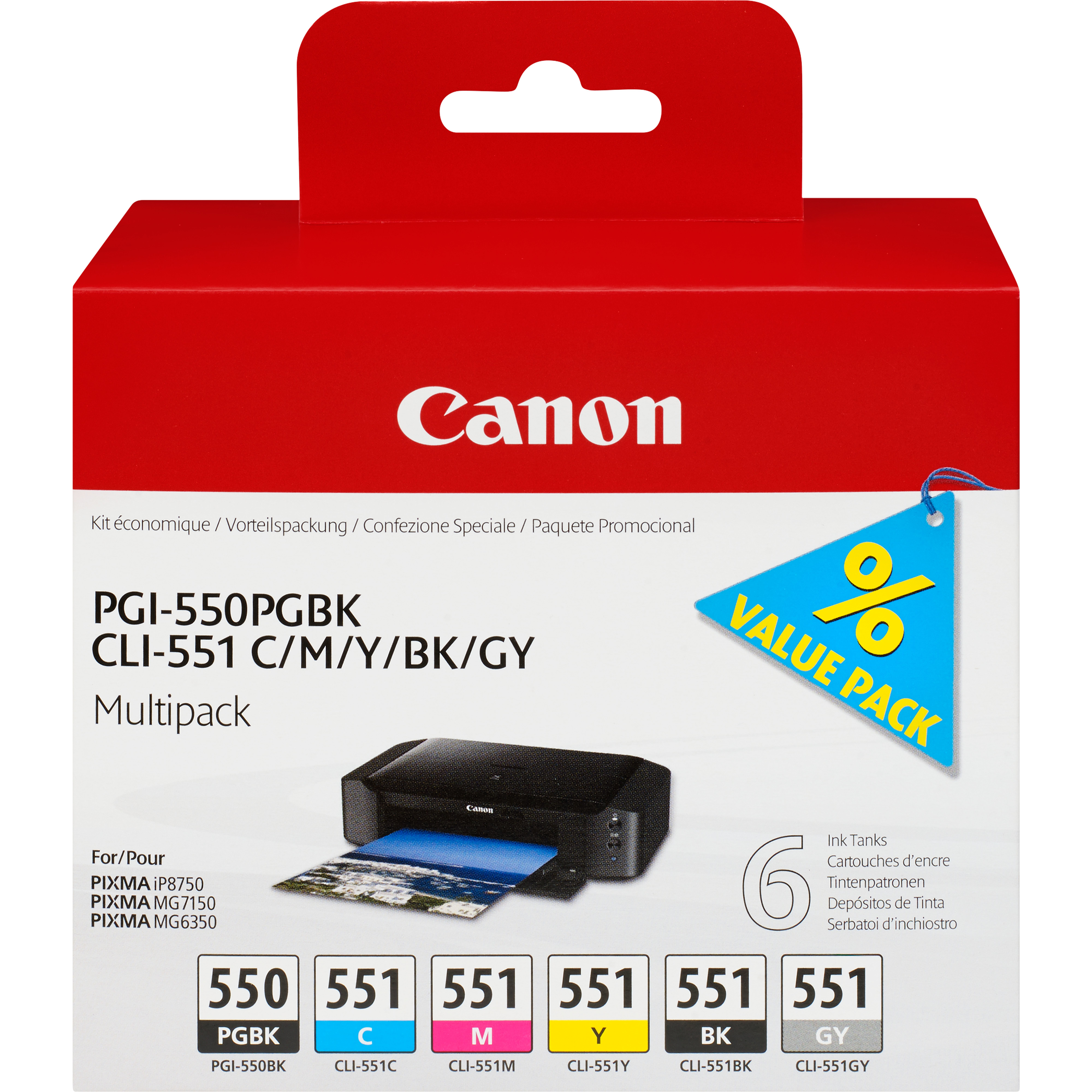 Canon 6496B005 blekkpatron 6 stykker Original Foto sort, Foto Cyan, Foto Grå, Foto Magneta, Svart, Fotogul