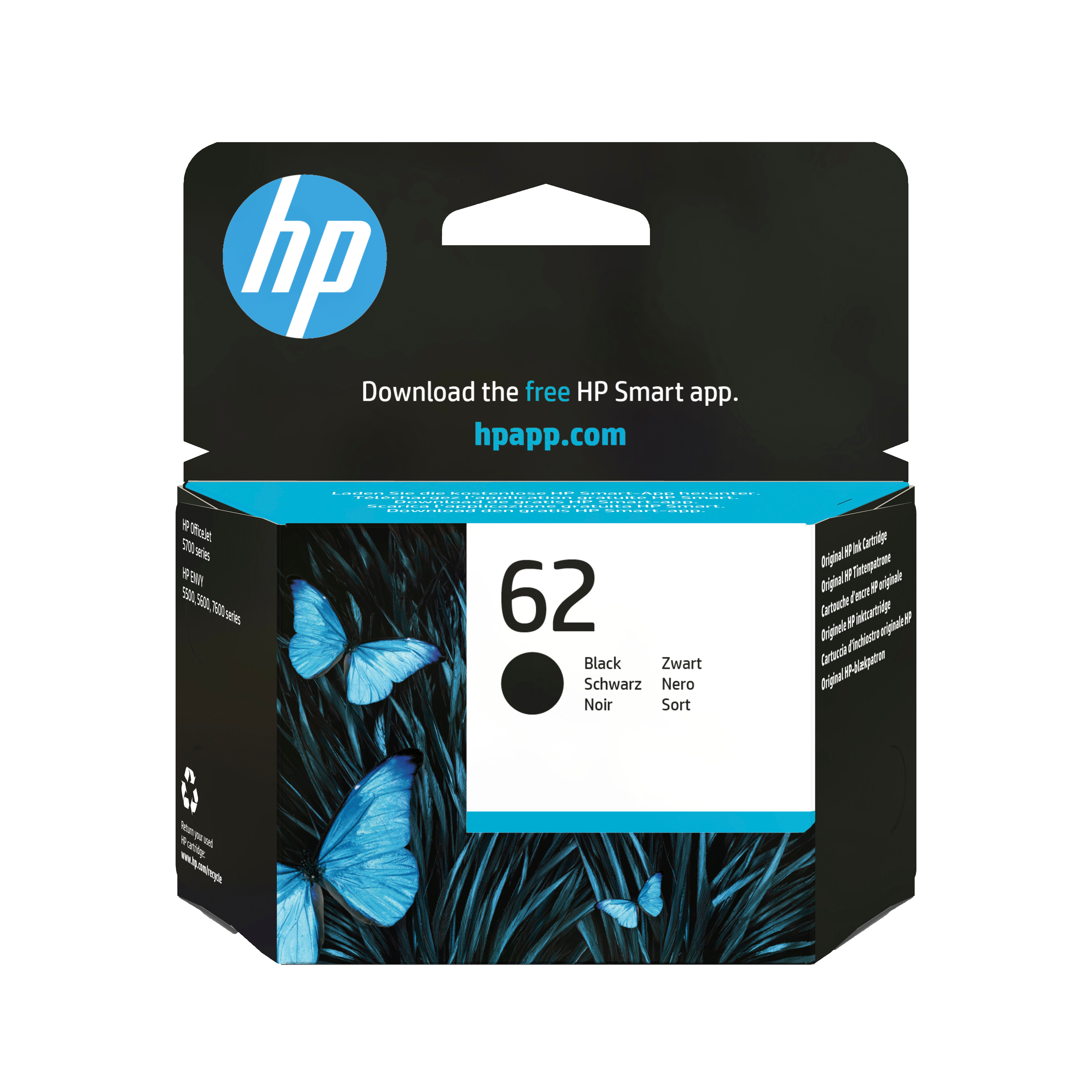 HP 62 svart original blekkpatron