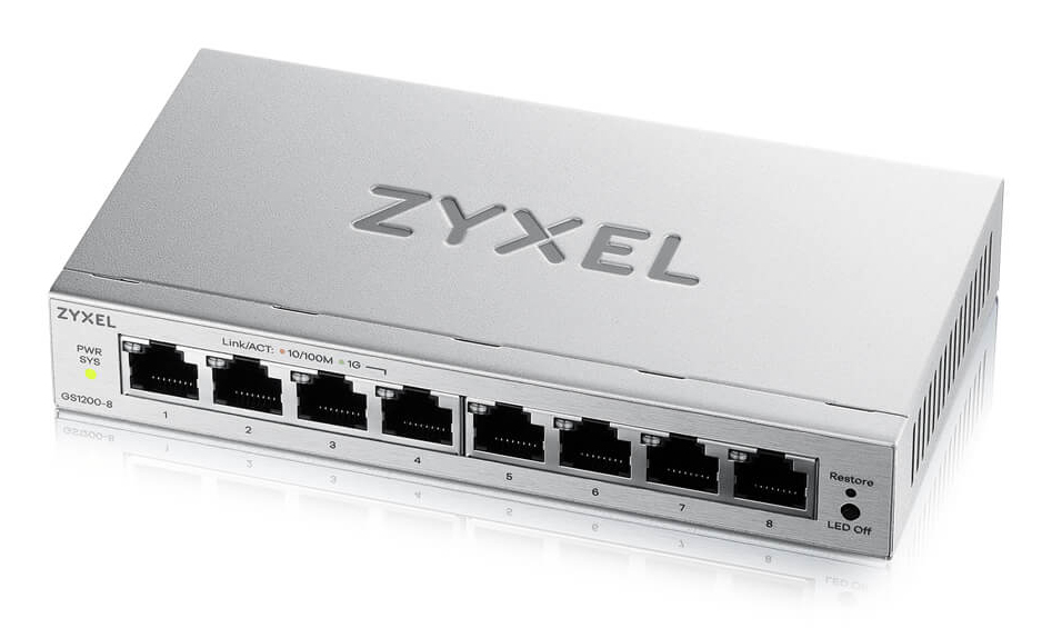 Zyxel GS1200-8V3 Håndtert L2 Gigabit Ethernet (10/100/1000) Desktop Grå