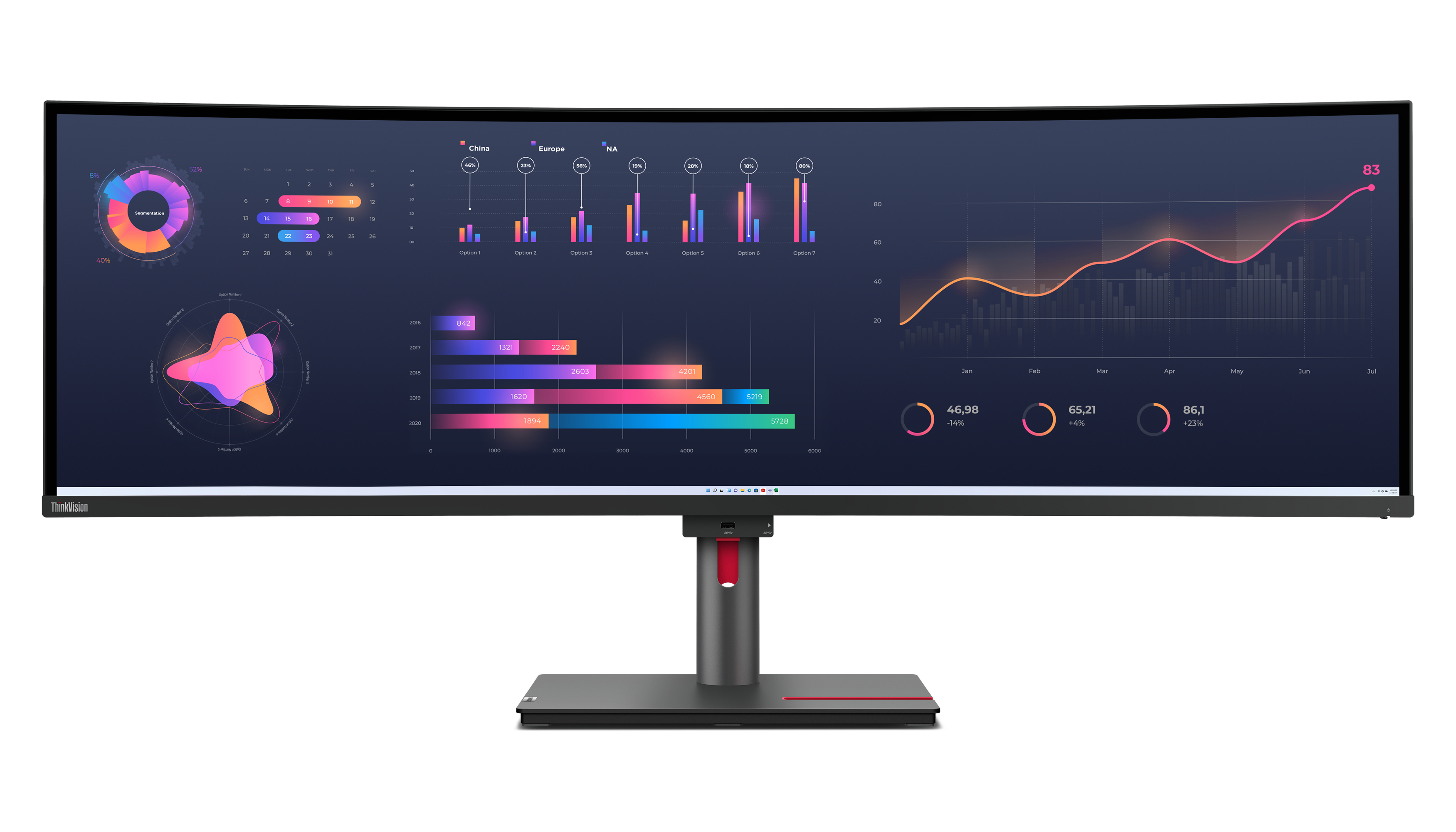 Lenovo ThinkVision P49w-30 PC-skjerm 124,5 cm (49") 5120 x 1440 piksler Dual WQHD LED Svart