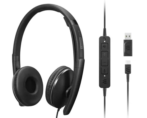 Lenovo 4XD1M45627 hodetelefon og headsett Hodesett Koblet med ledninger (ikke trådløs) Hodebånd USB Type-C Svart
