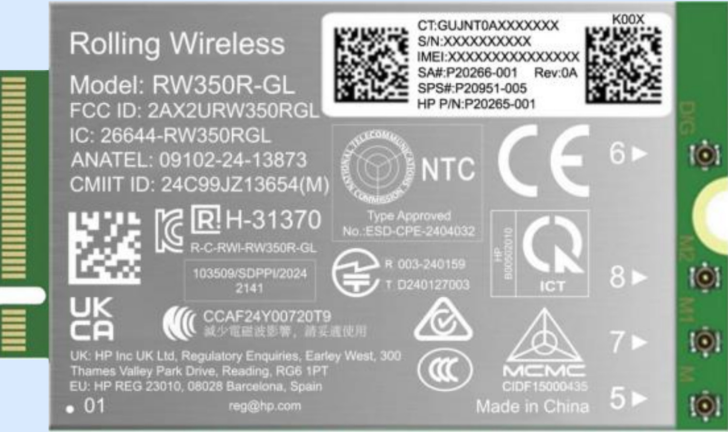 HP 4G LTE-Advanced Pro Cat19 WWAN grensesnittkort/-adapter Intern
