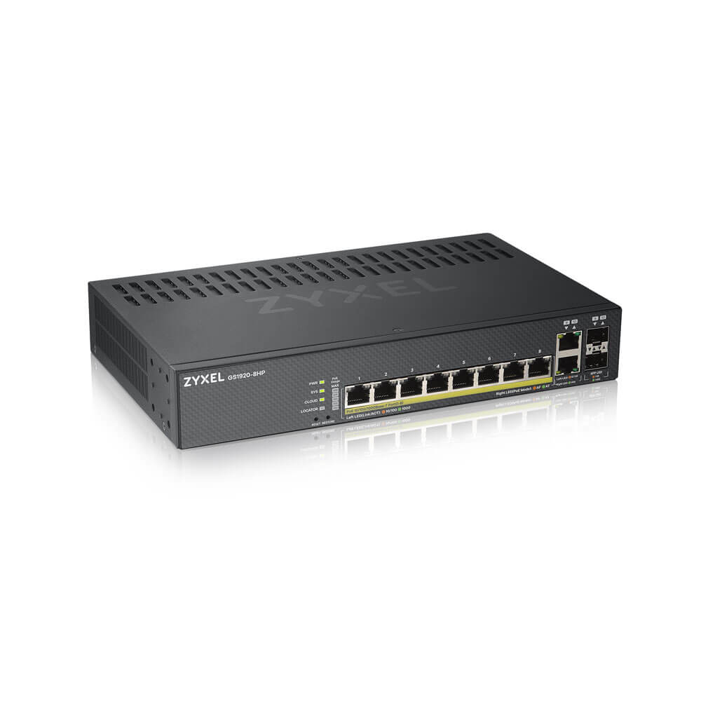Zyxel GS1920-8HPV2 Håndtert Gigabit Ethernet (10/100/1000) Strøm over Ethernet (PoE) Svart