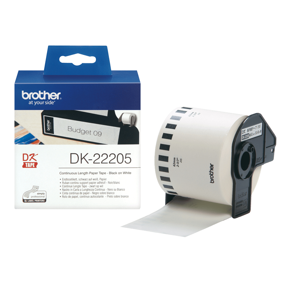 Brother DK-22205 etikettlagingsbånd Svart på hvitt