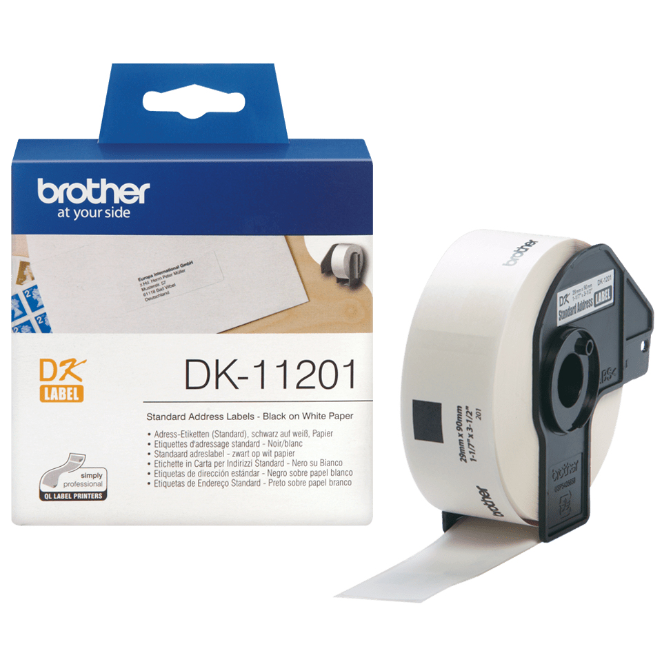 Brother DK-11201 etikettlagingsbånd Svart på hvitt