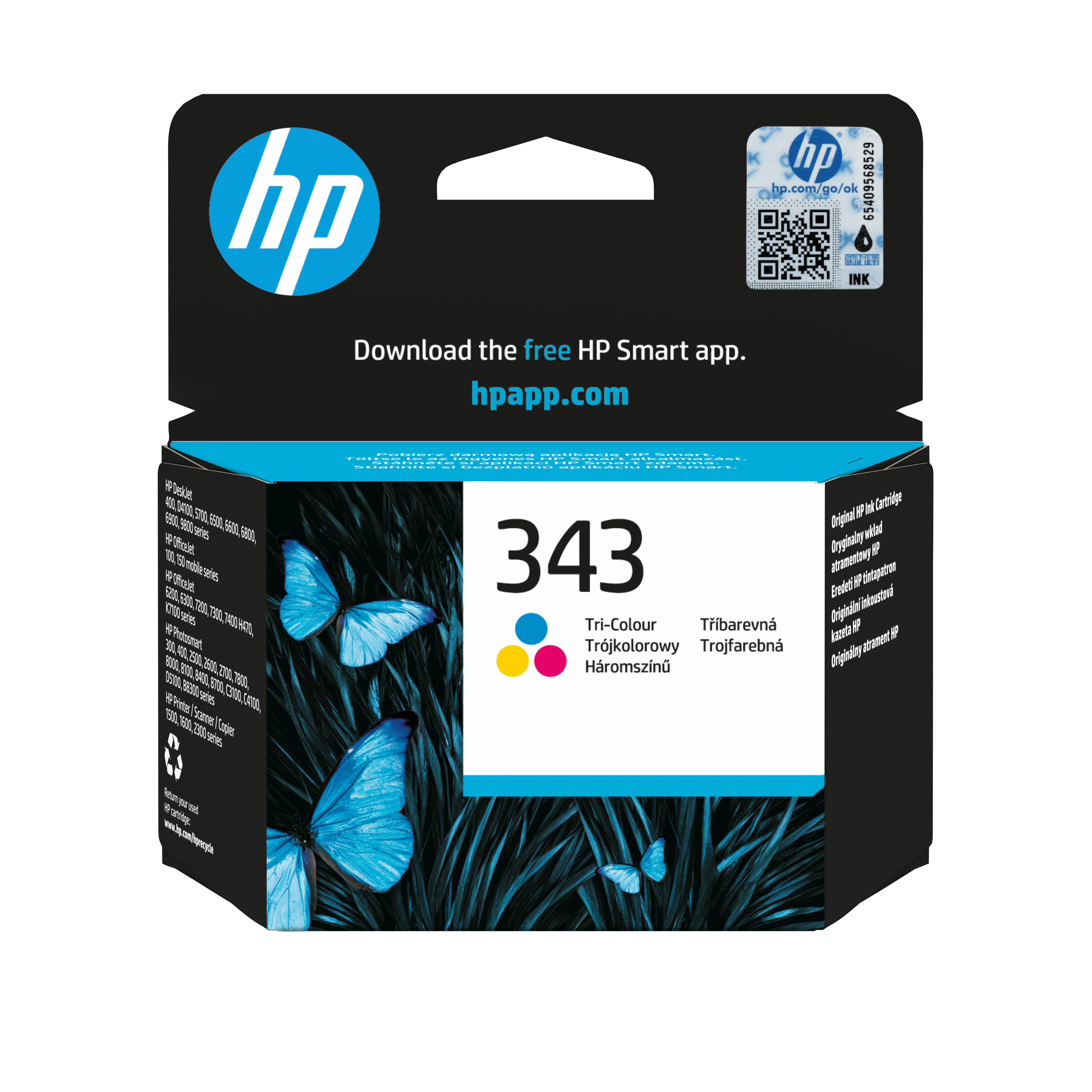 HP 343 trefargers original blekkpatron