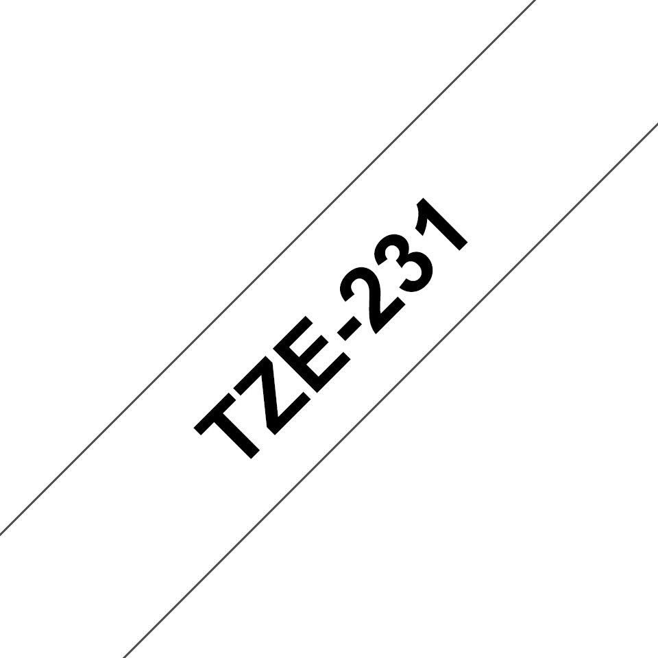 Brother TZE-231 etikettlagingsbånd Svart på hvitt