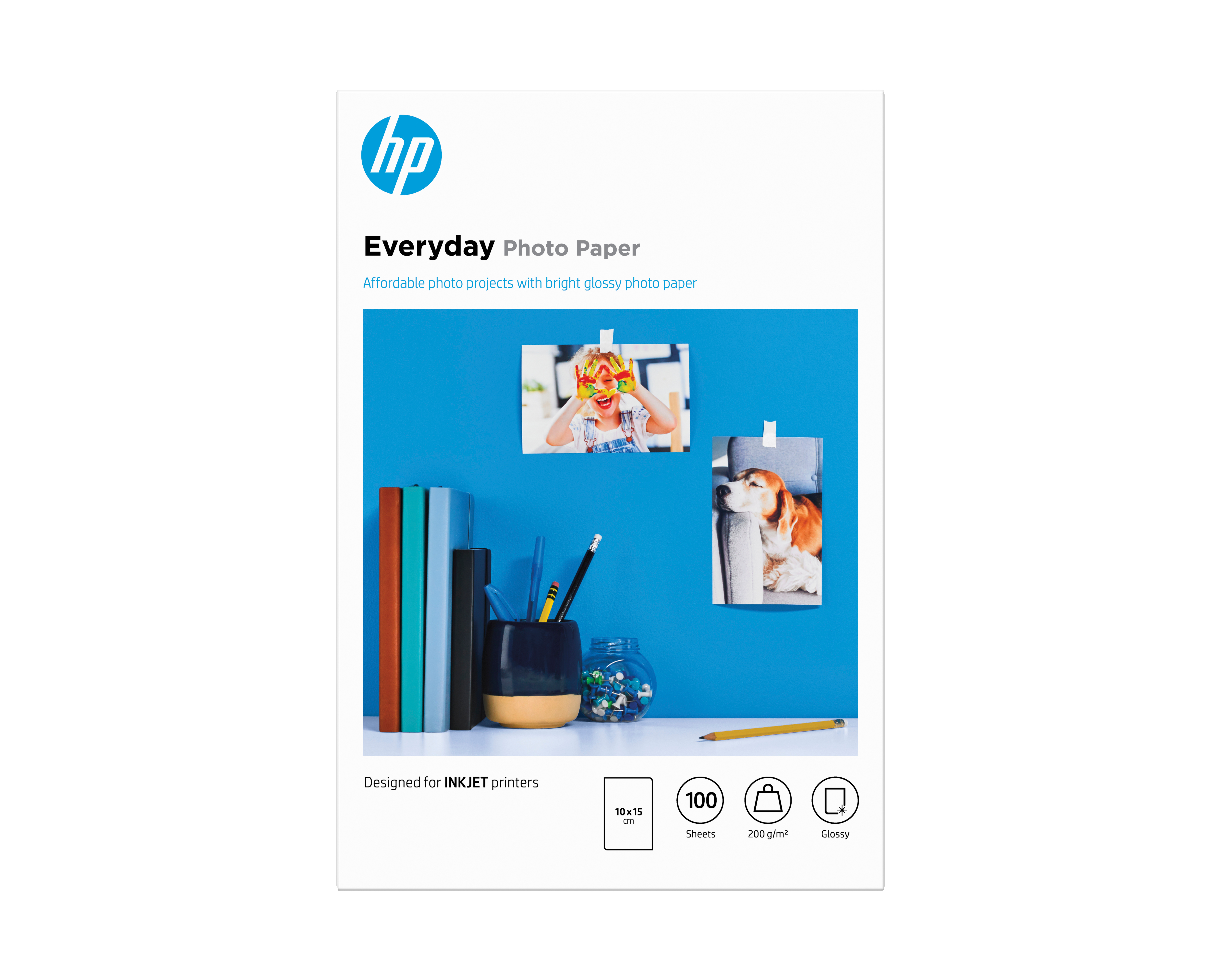 HP Everyday fotopapir, glanset, 200 g/m2, 10 x 15 cm (101 x 152 mm), 100 ark