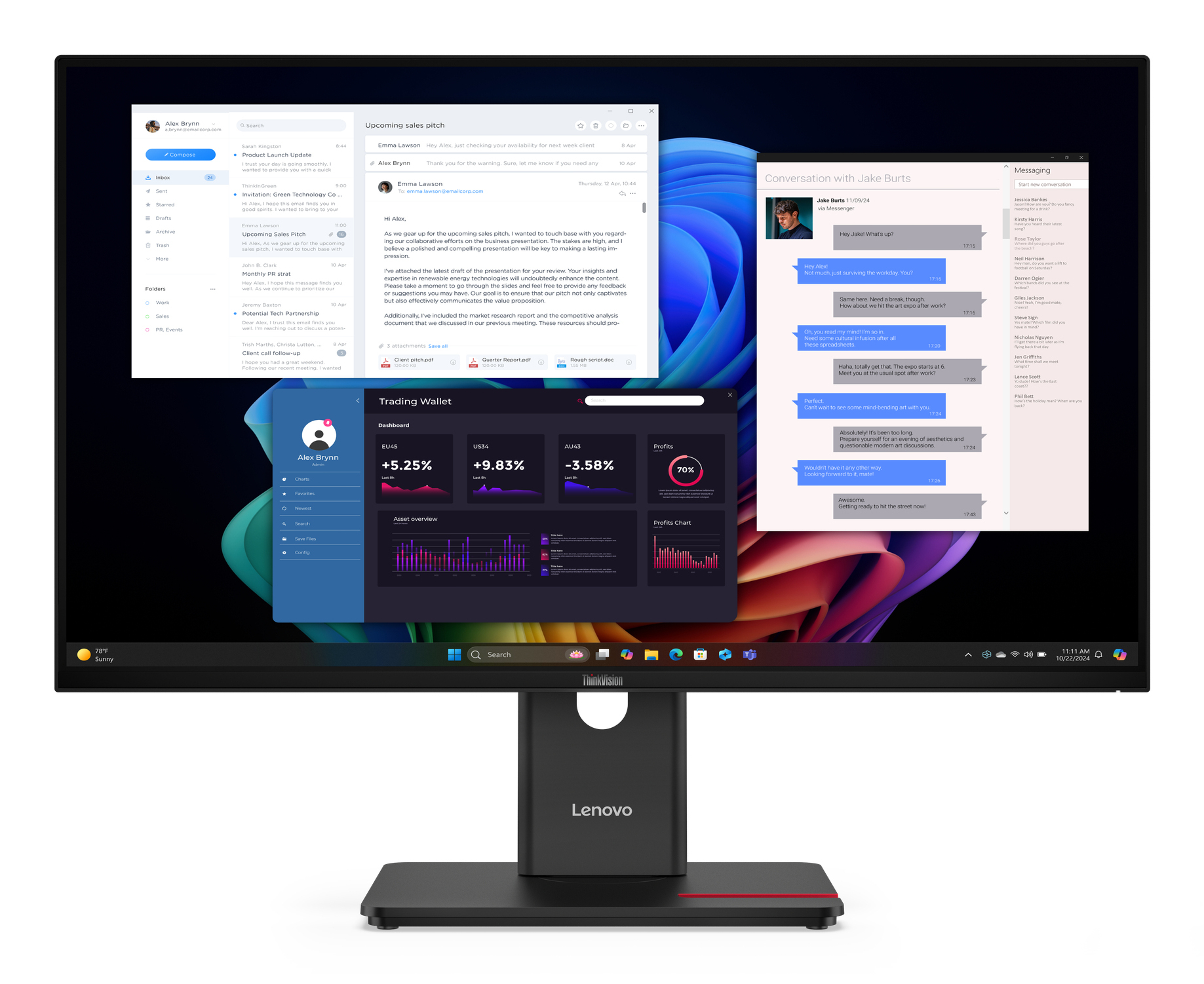 Lenovo ThinkVision T27UD-40 PC-skjerm 68,6 cm (27") 3840 x 2160 piksler 4K Ultra HD LCD Svart
