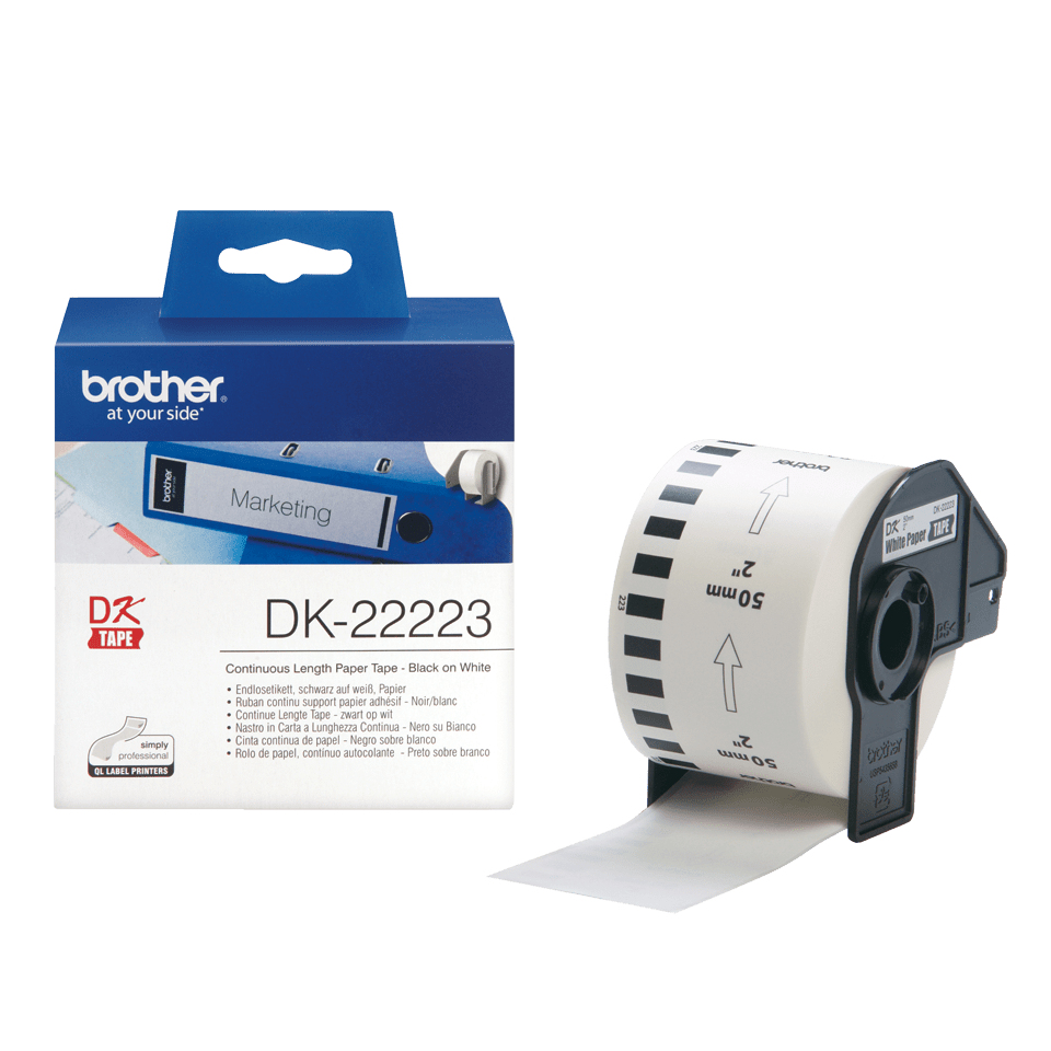 Brother DK-22223 skriveretikett Hvit