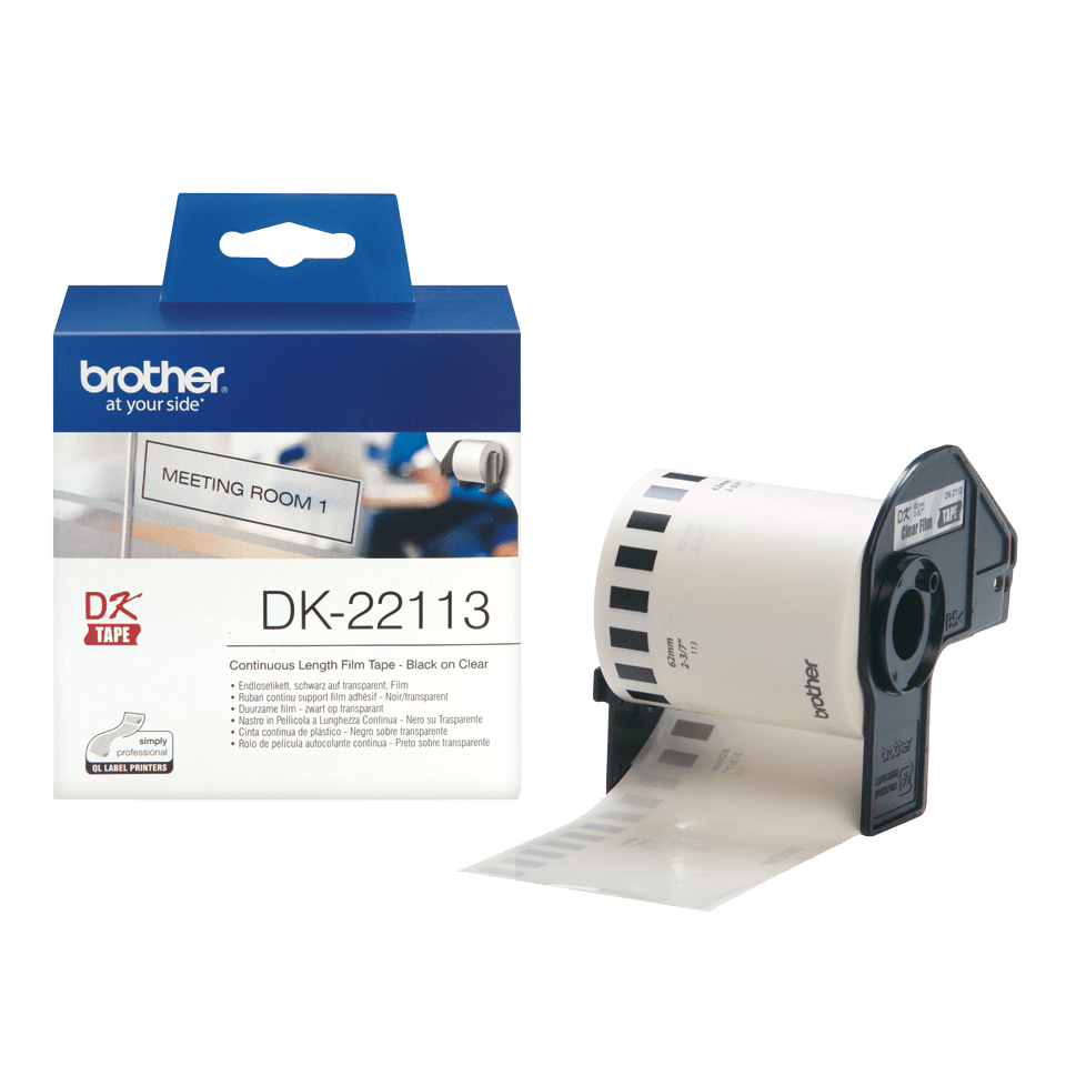 Brother DK-22113 etikettlagingsbånd Svart på gjennomsiktig
