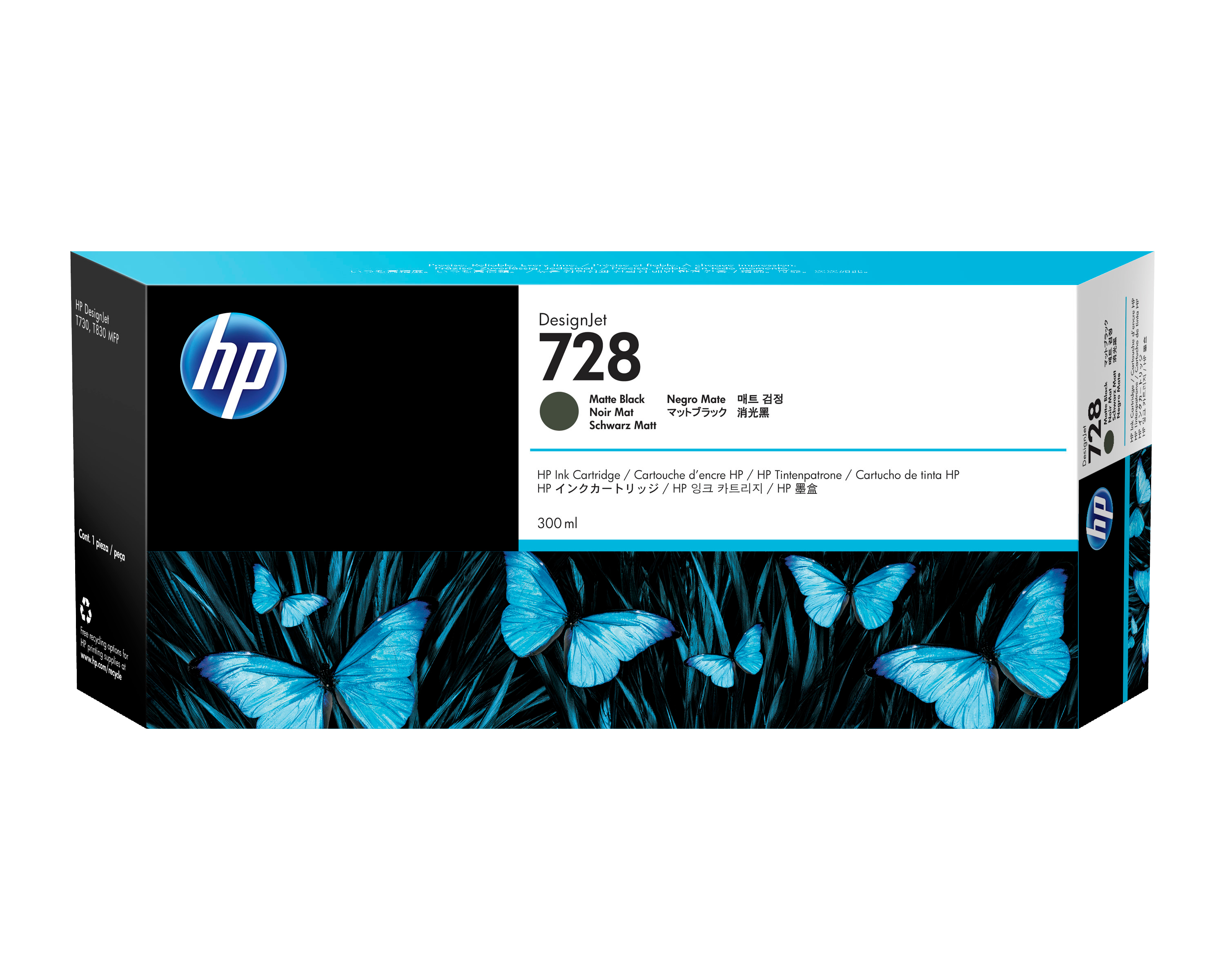 HP 728 matt svart DesignJet-blekkpatron, 300 ml