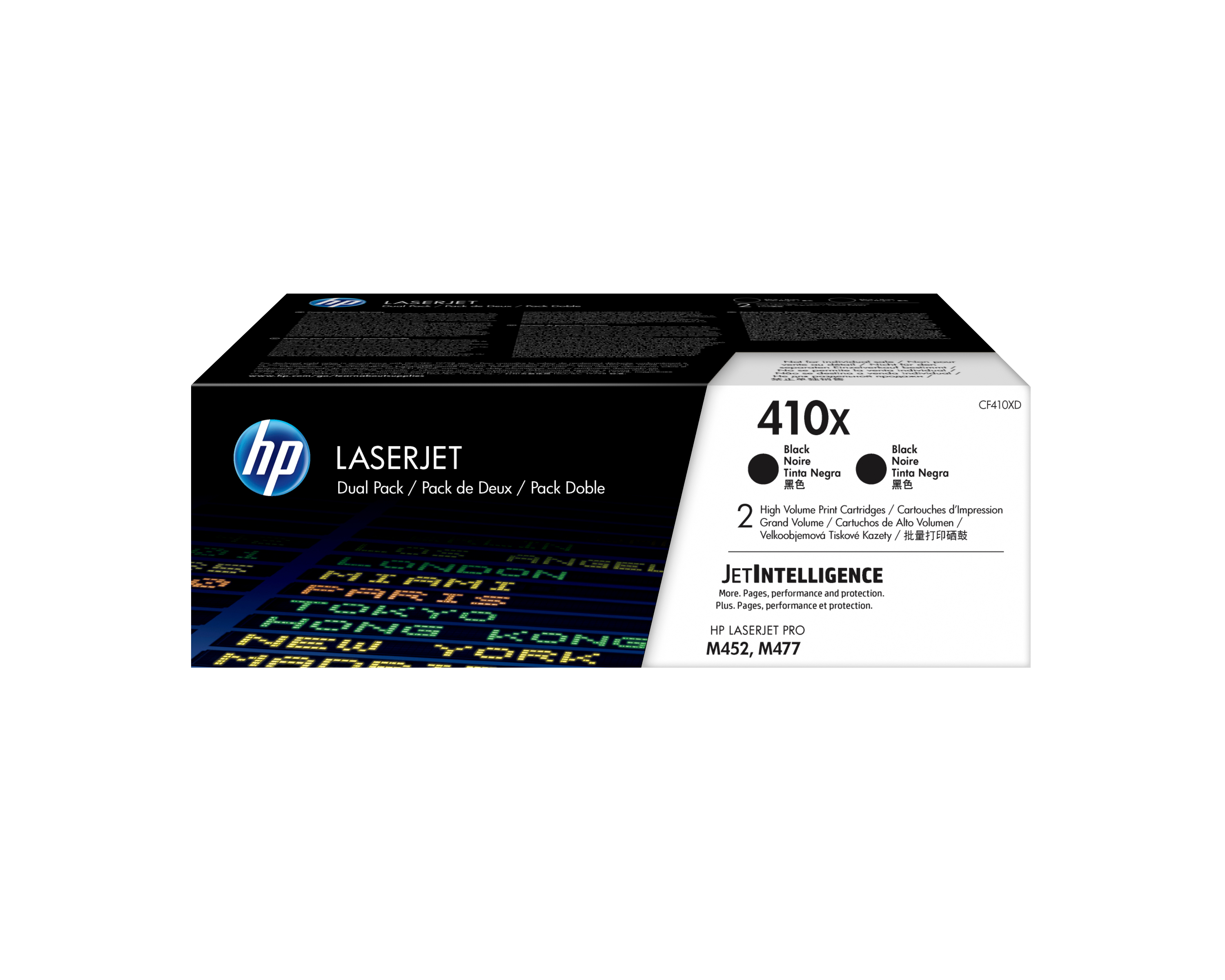 HP 410X 2-pakning høykapasitet, svarte, originale LaserJet-tonerkassetter