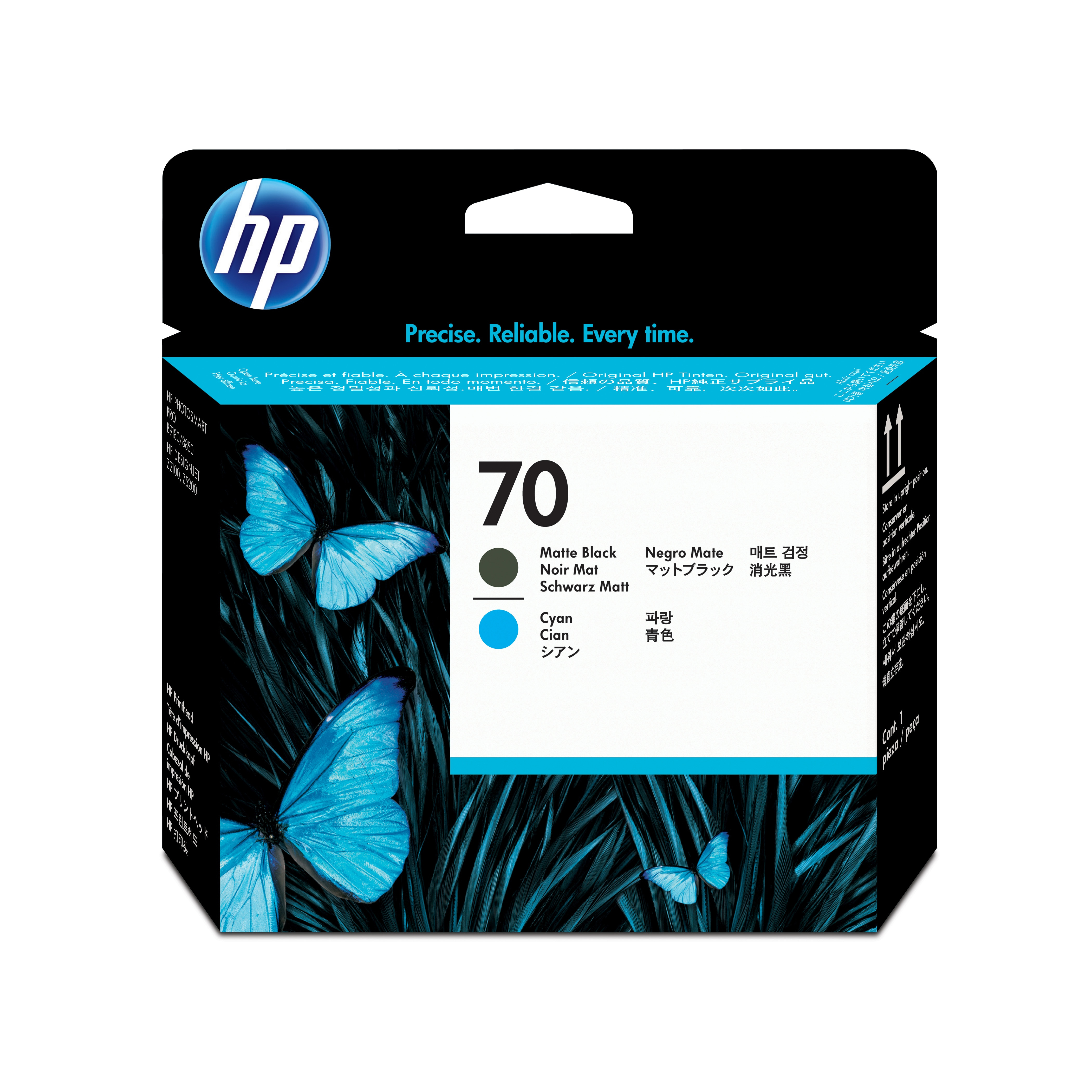 HP 70 matt svart og cyan skrivehode