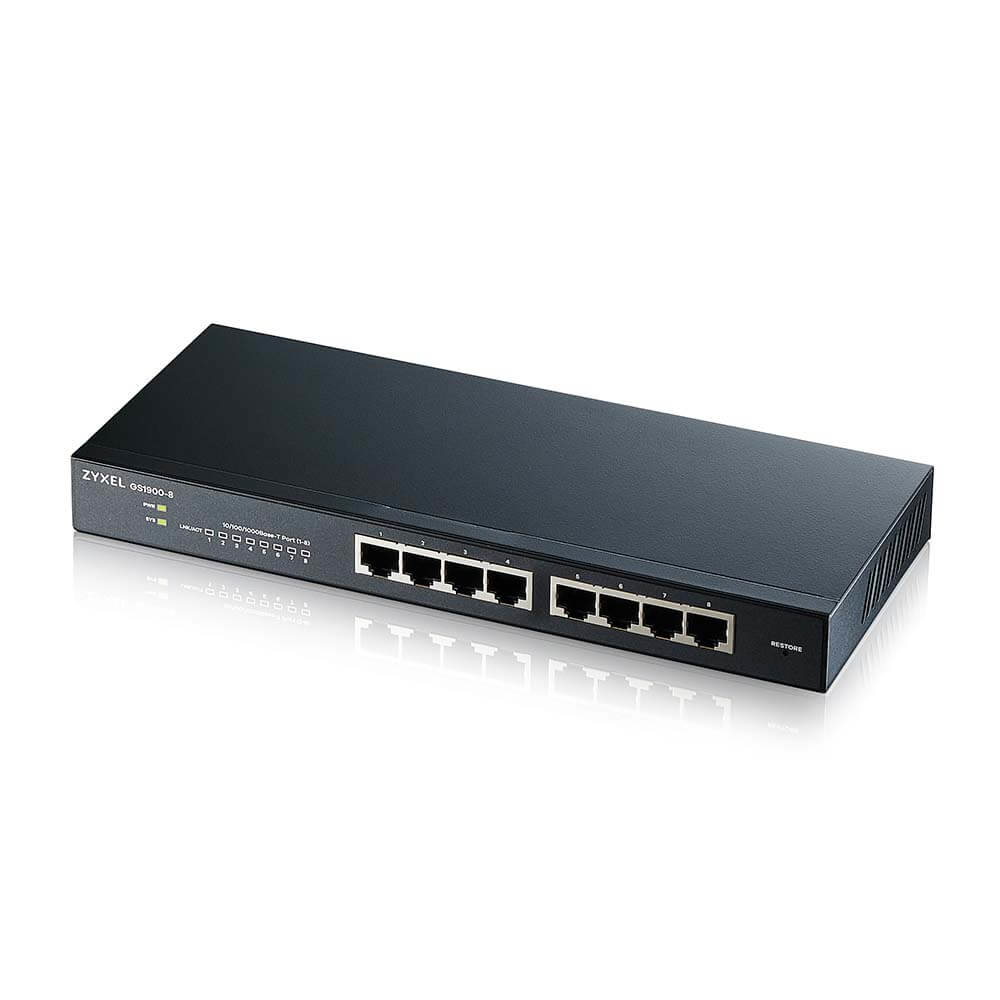 Zyxel GS1900-8 Håndtert L2 Gigabit Ethernet (10/100/1000) Svart