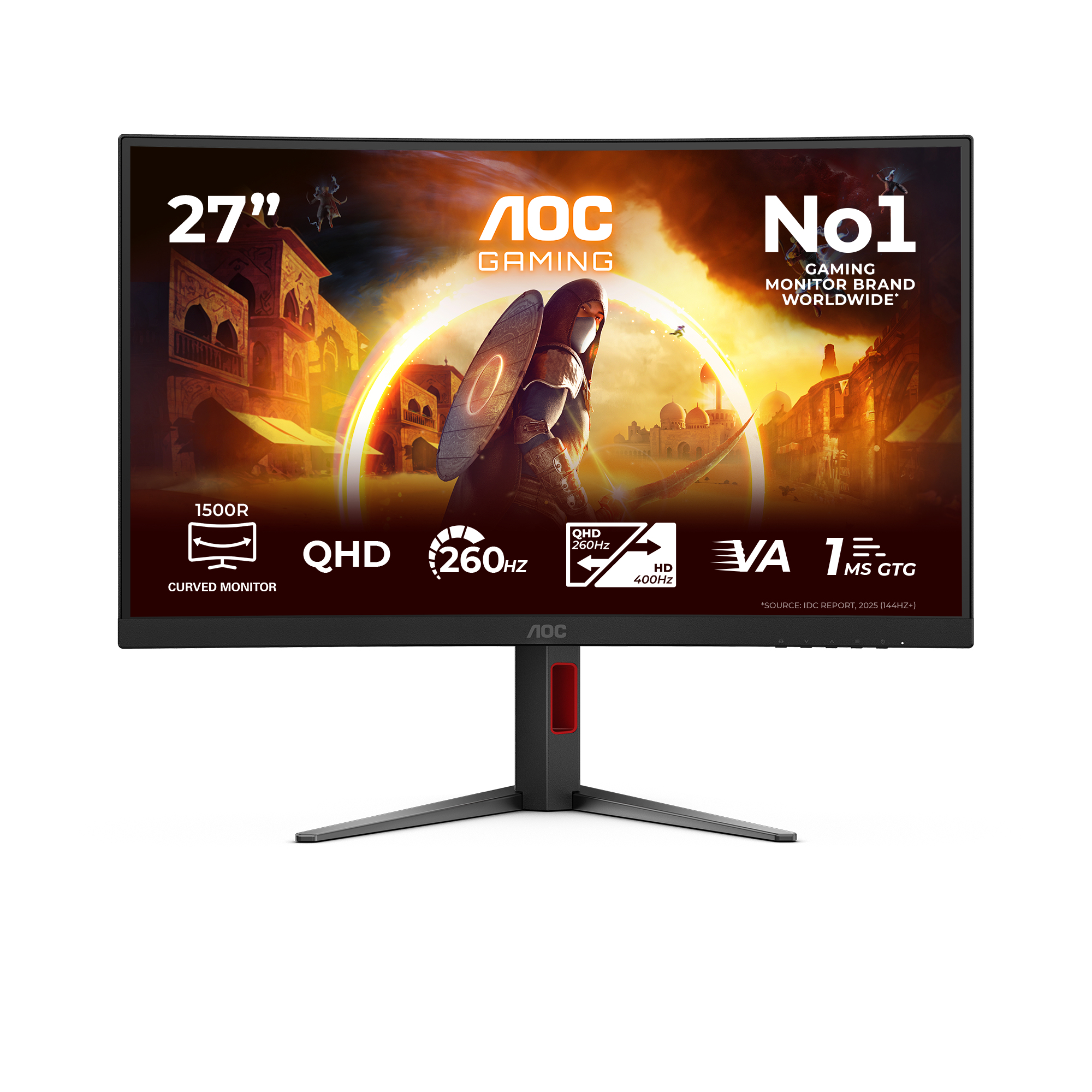 AOC G4 CQ27G4Z2P PC-skjerm 68,6 cm (27") 2560 x 1440 piksler Quad HD LCD Svart, Rød