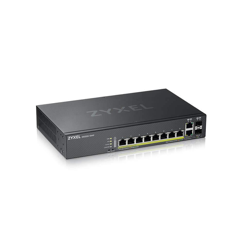 Zyxel GS2220-10HP-EU0101F nettverkssvitsj Håndtert L2 Gigabit Ethernet (10/100/1000) Strøm over Ethernet (PoE) Svart