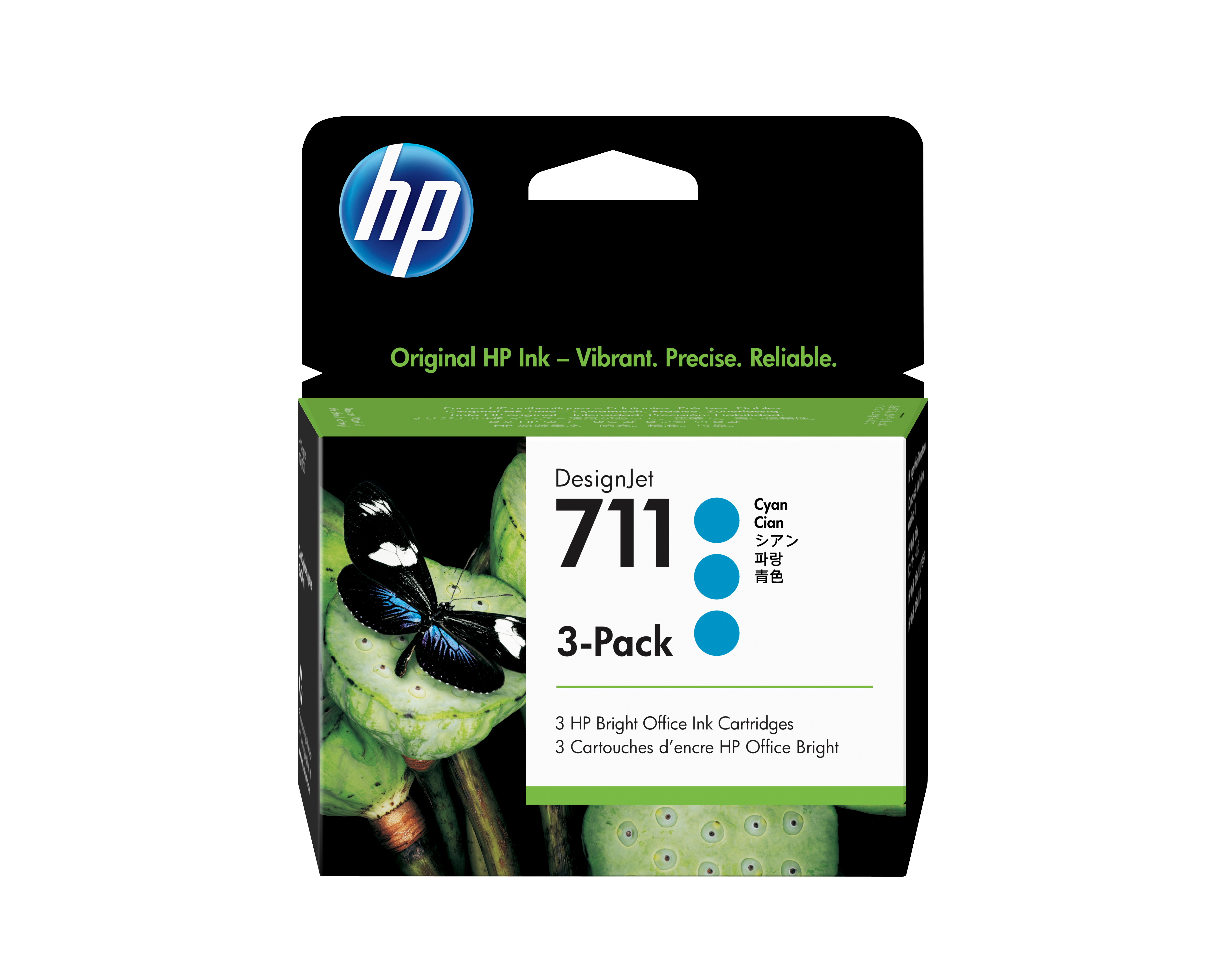 HP 711 29 ml 3-pakning cyan DesignJet-blekkpatroner