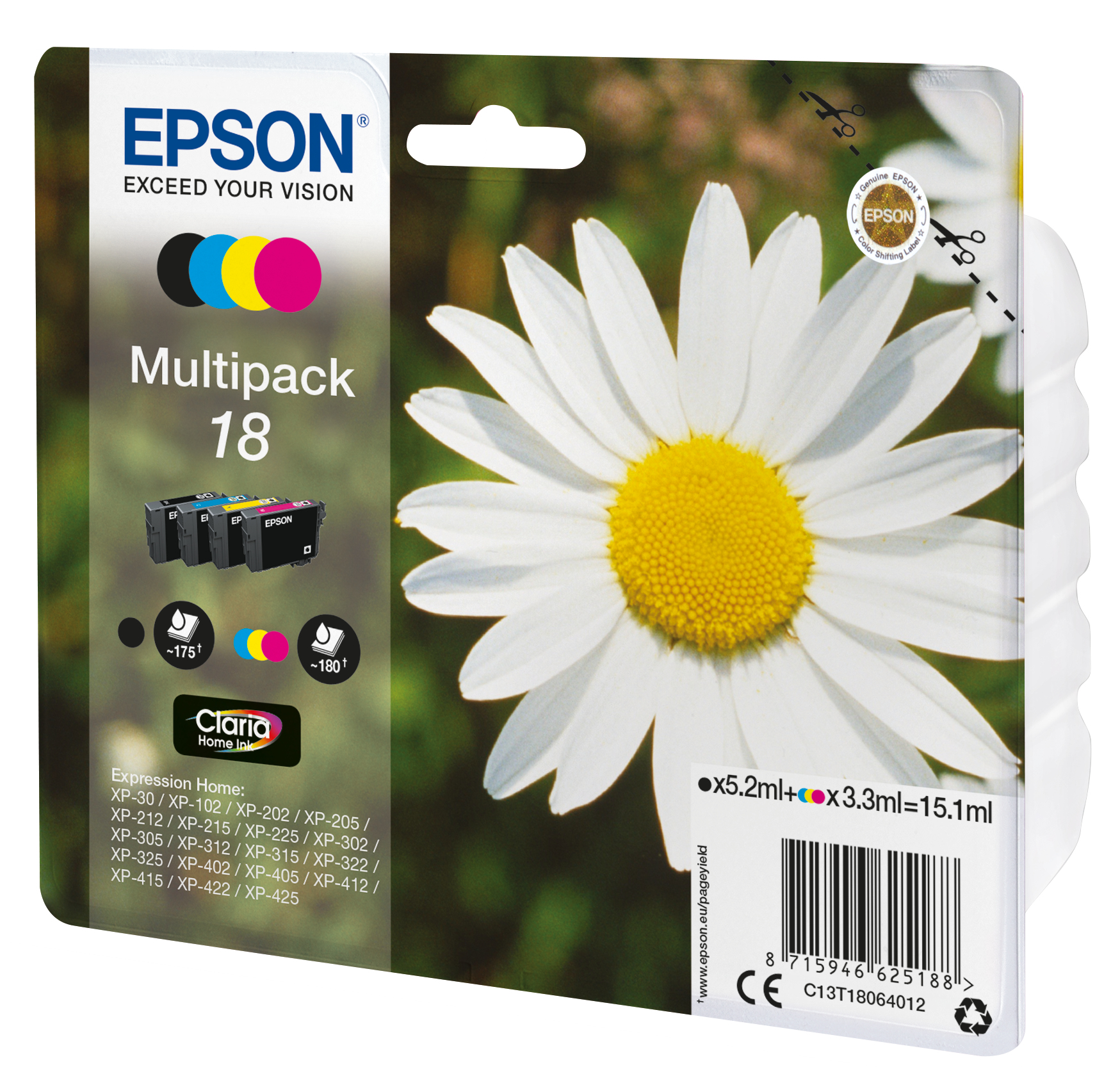 Epson Daisy 18 Prestekrage Claria Home flerpakning 4-fargers blekk