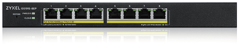 Zyxel GS1915-8EP Håndtert L2 Gigabit Ethernet (10/100/1000) Strøm over Ethernet (PoE) Svart