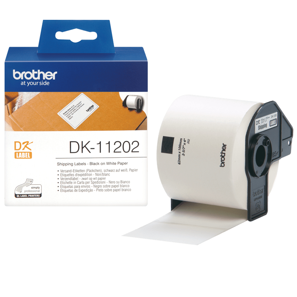 Brother DK-11202 etikettlagingsbånd Svart på hvitt