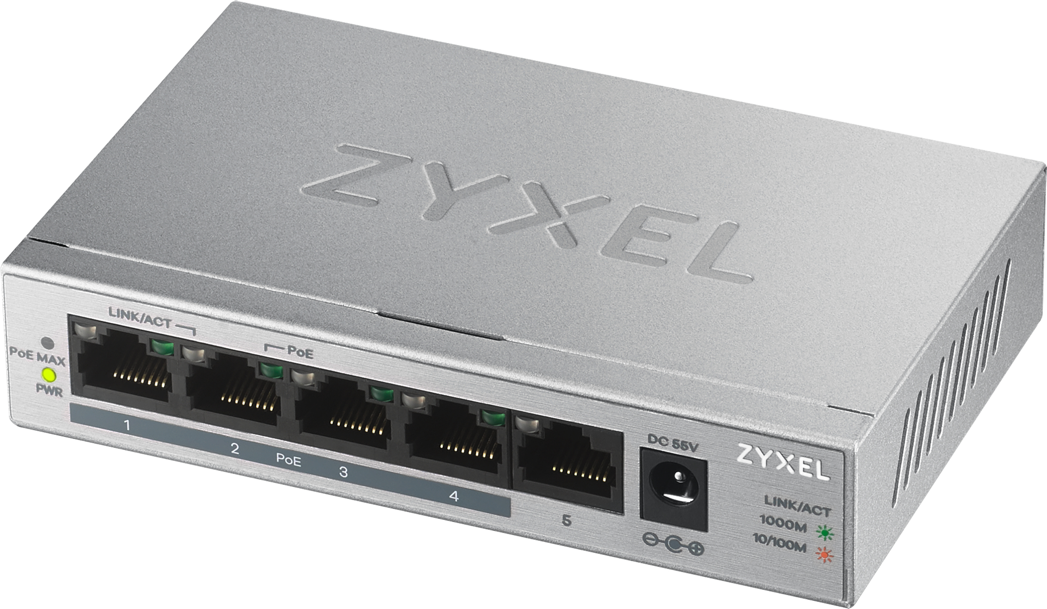 Zyxel GS1005HP Uhåndtert Gigabit Ethernet (10/100/1000) Strøm over Ethernet (PoE) Sølv