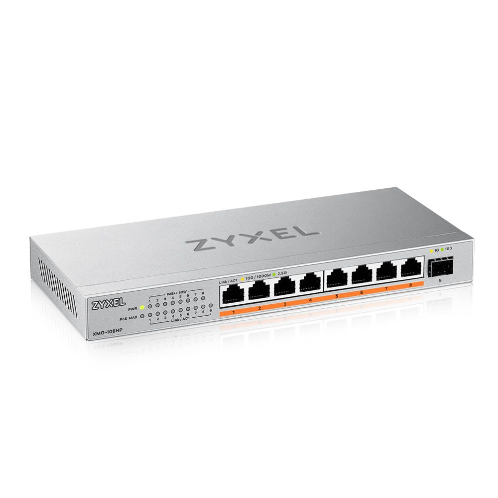 Zyxel XMG-108HP Uhåndtert 2.5G Ethernet (100/1000/2500) Strøm over Ethernet (PoE)