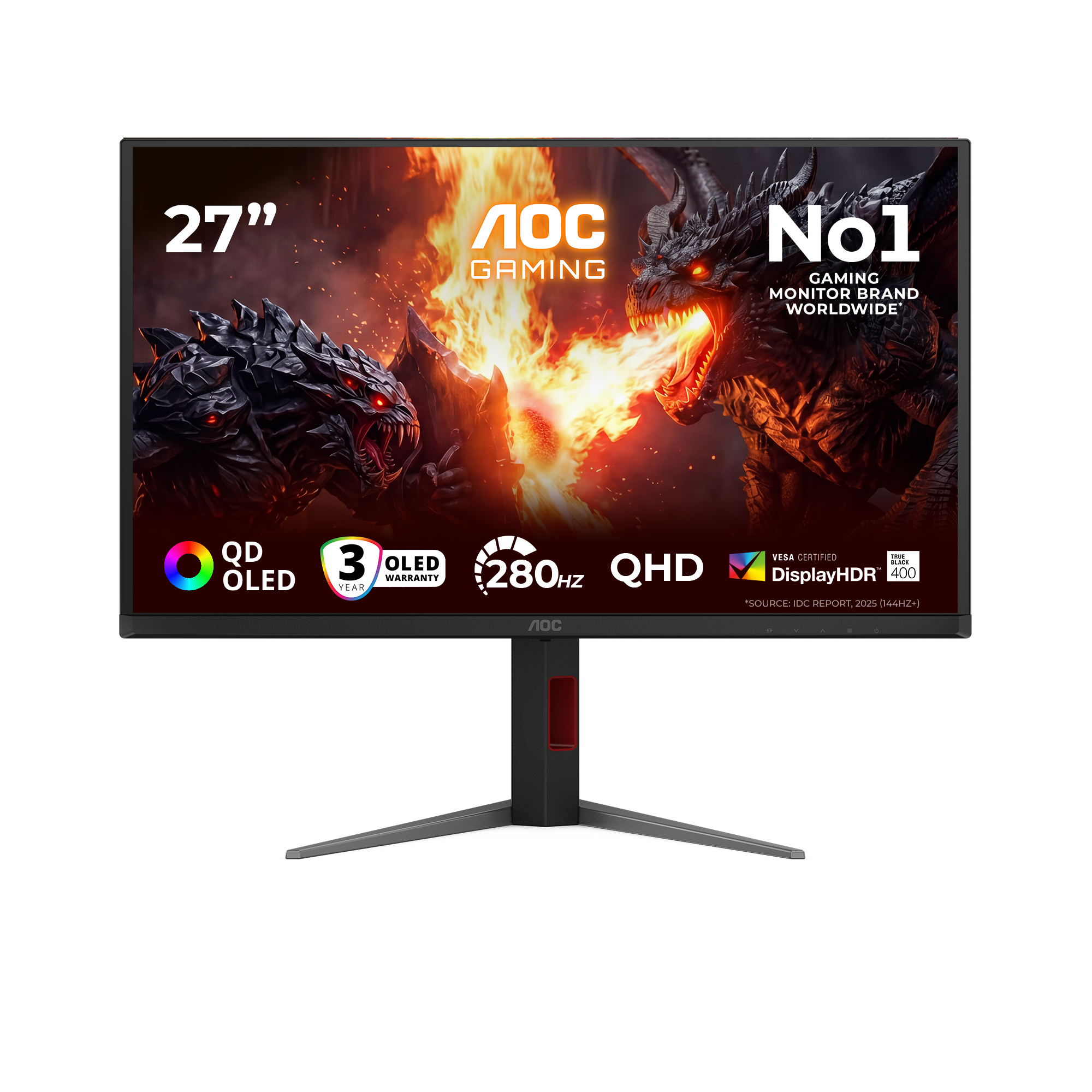 AOC G4 Q27G4ZD/69 PC-skjerm 67,3 cm (26.5") 2560 x 1440 piksler Svart, Rød