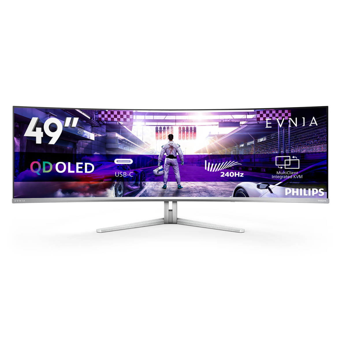 Philips Evnia 8000 49M2C8900/00 PC-skjerm 124,2 cm (48.9") 5120 x 1440 piksler Dual QHD QD-OLED Hvit