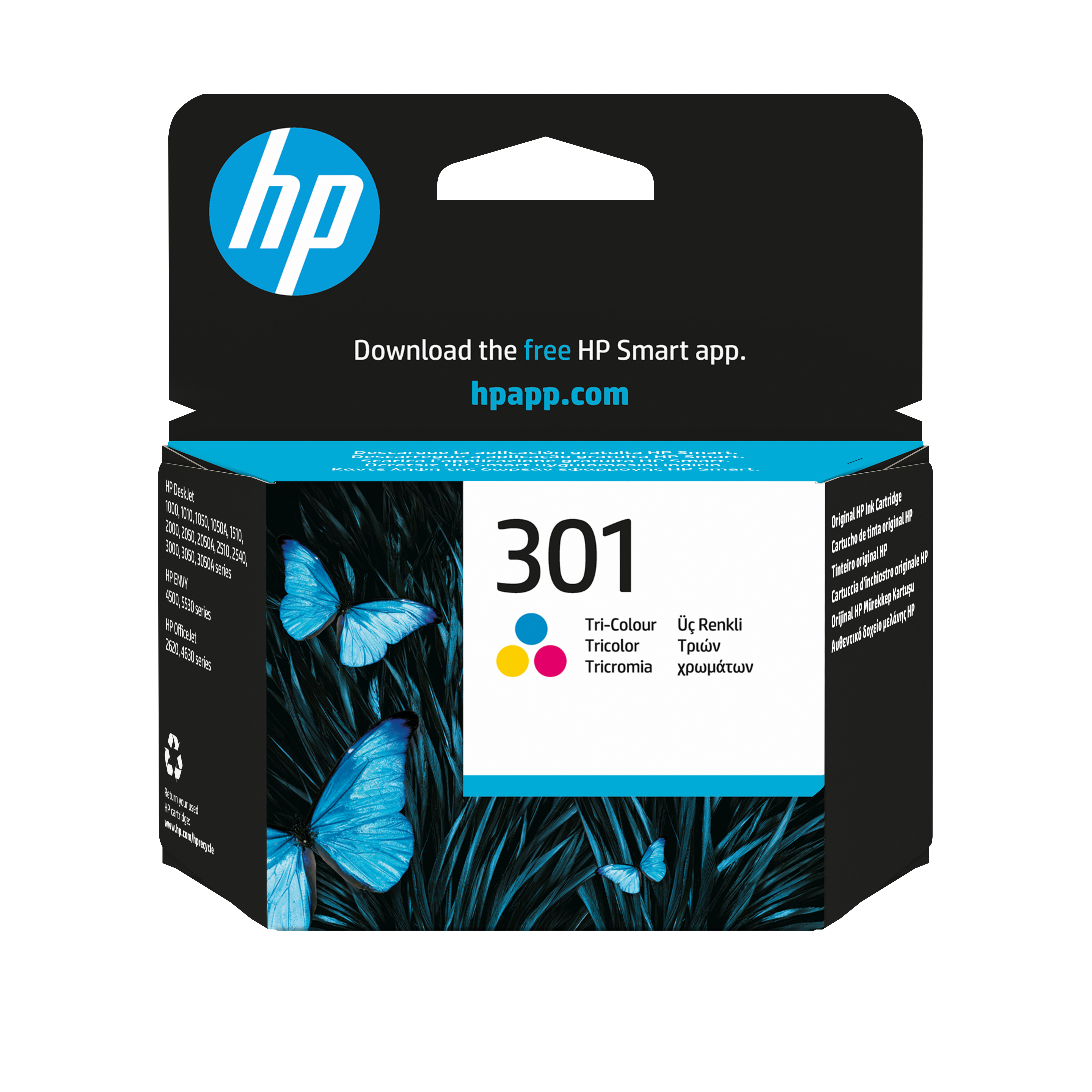 HP 301 trefargers original blekkpatron