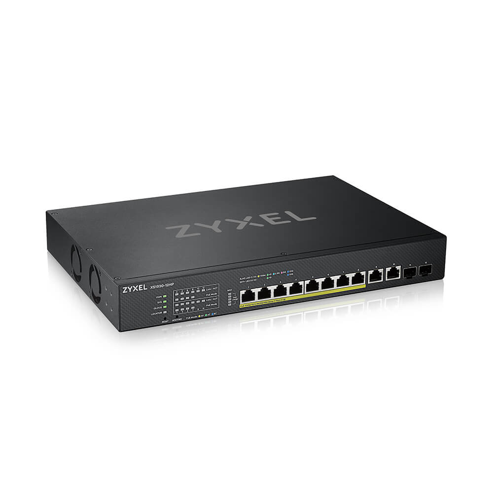 Zyxel XS1930-12HP-ZZ0101F nettverkssvitsj Håndtert L3 10G Ethernet (100/1000/10000) Strøm over Ethernet (PoE) Svart