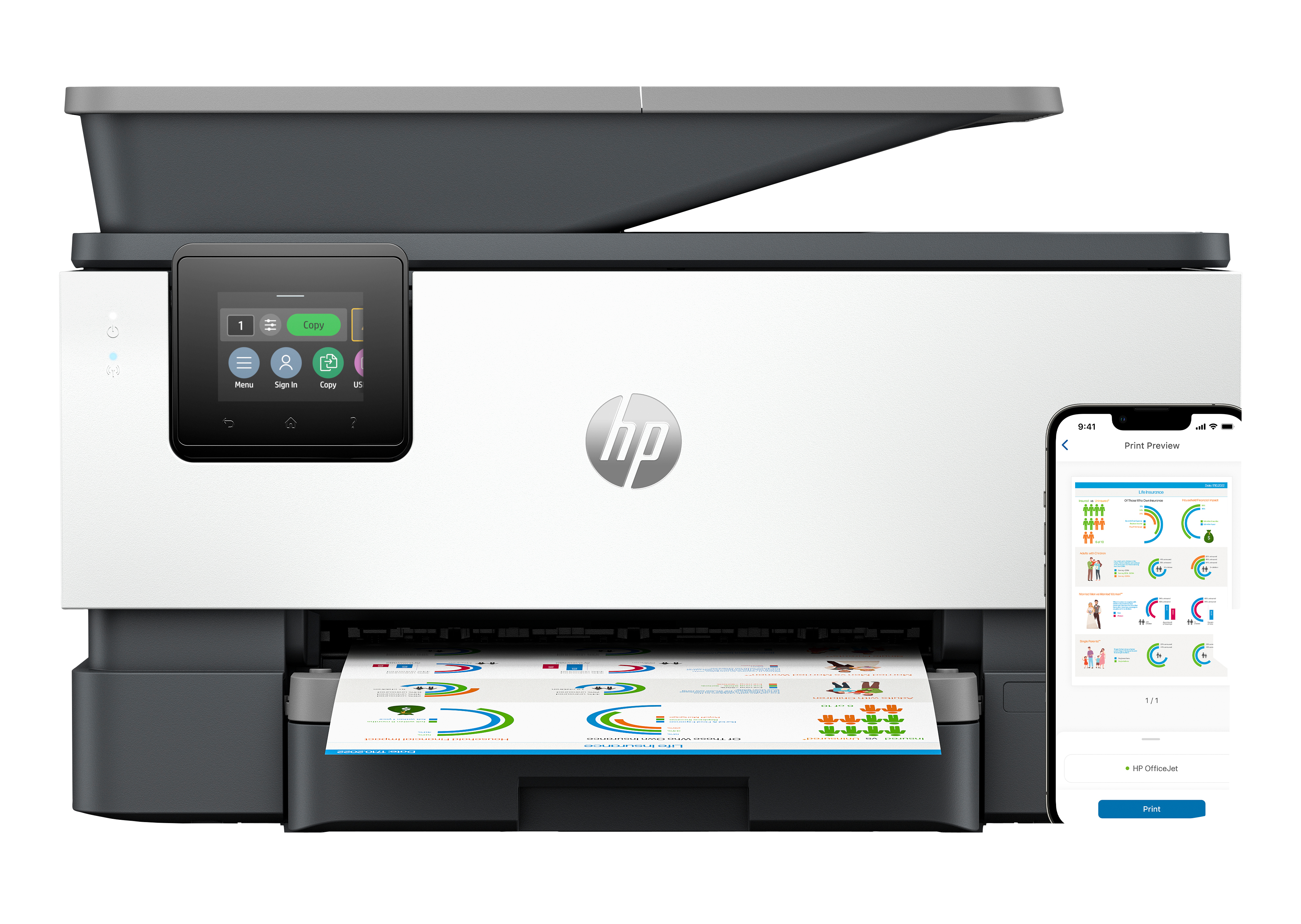 HP OfficeJet Pro 9120b Trådløs All-in-One Farge Skriver, Tosidig utskrift; Kopimaskin, skanner