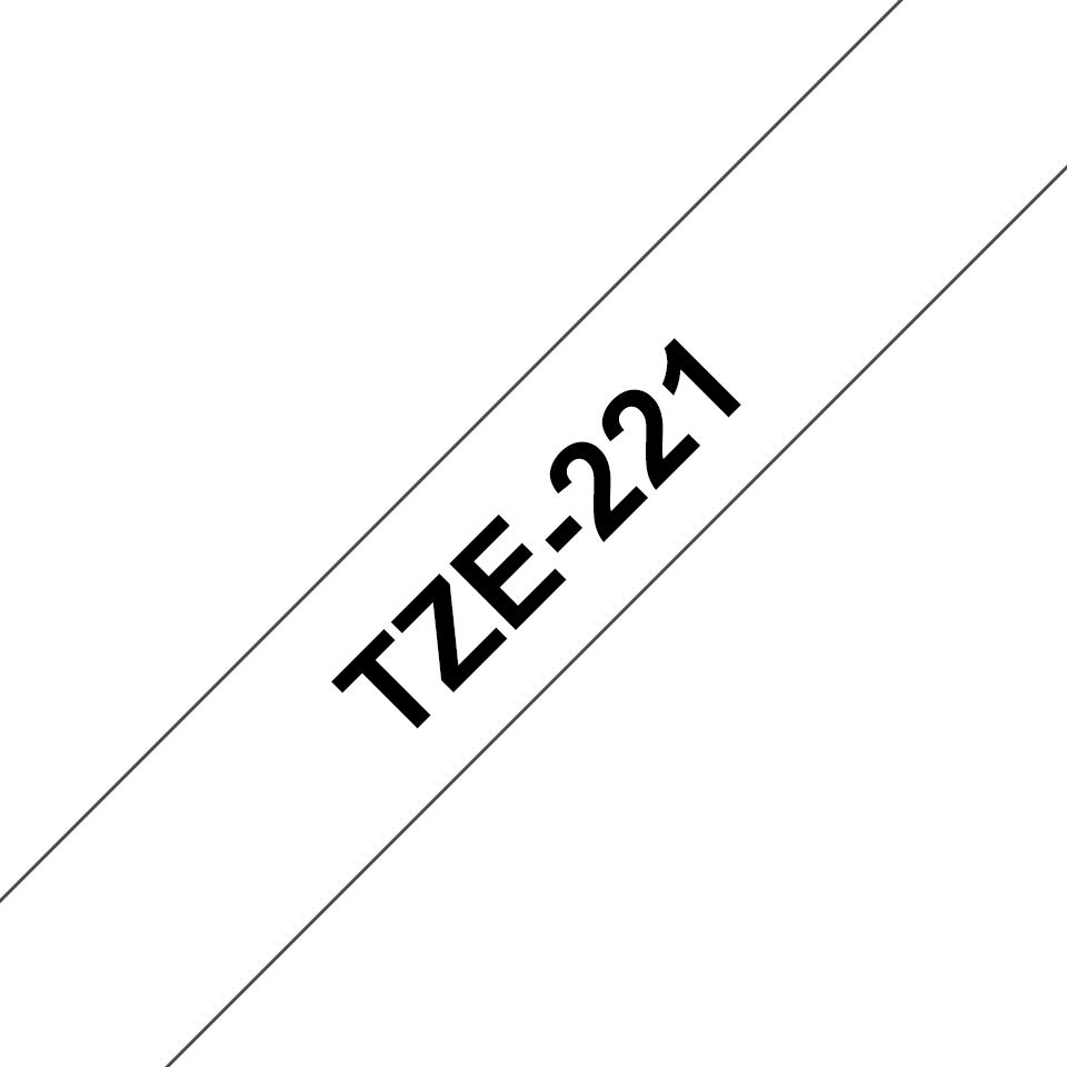 Brother TZE-221 etikettlagingsbånd Svart på hvitt