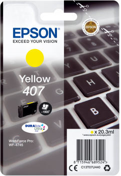 Epson 407L Tastatur DURABrite Ultra enkeltpakning gult blekk