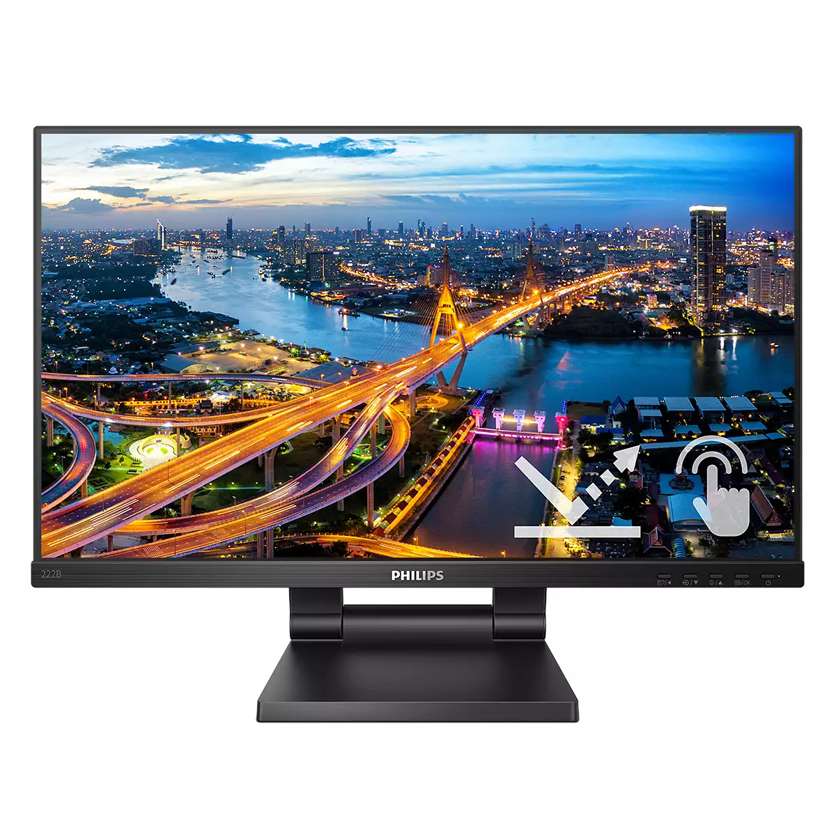Philips B Line 222B1TC/00 PC-skjerm 54,6 cm (21.5") 1920 x 1080 piksler Full HD LED Berøringsskjerm Svart