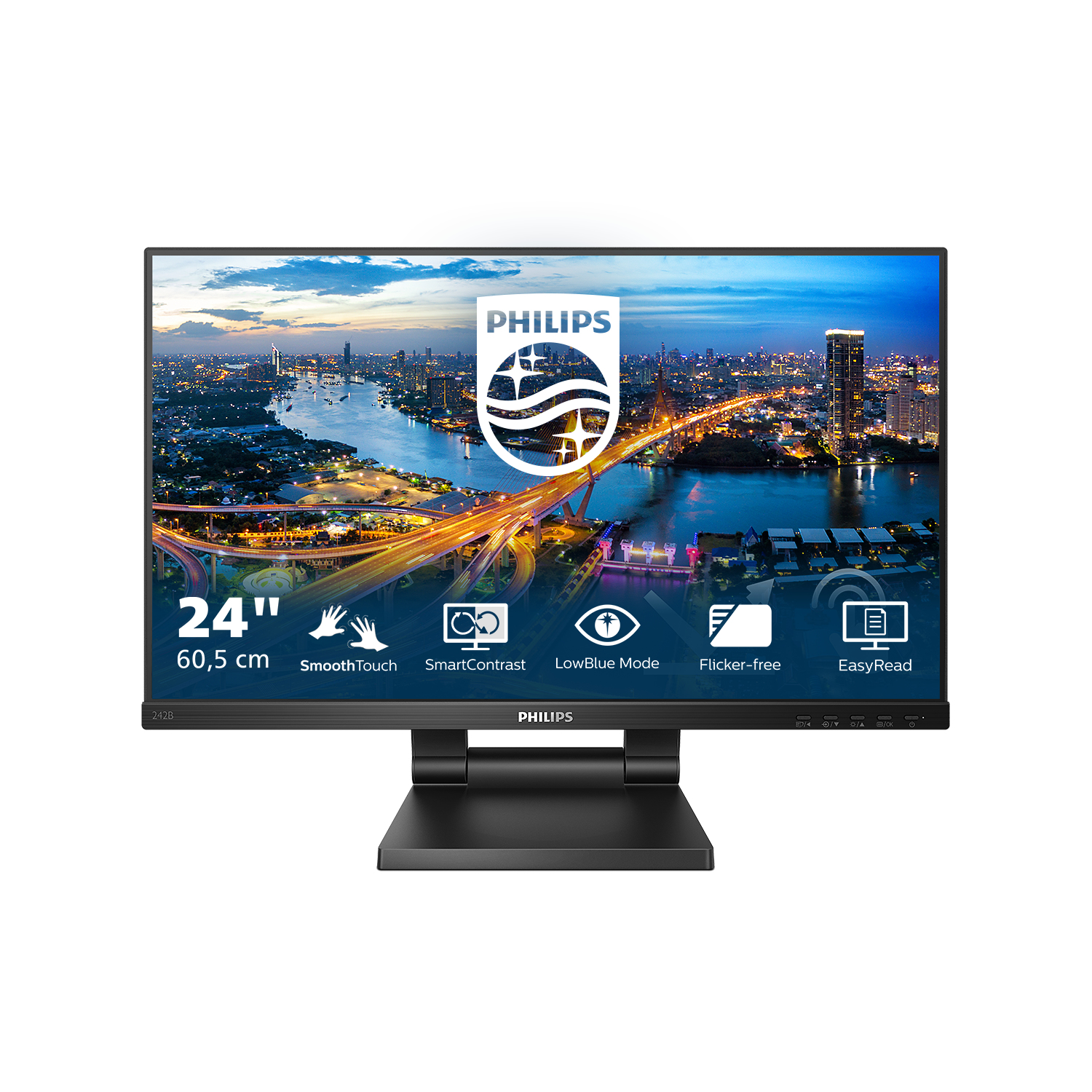 Philips 242B1TC/00 PC-skjerm 60,5 cm (23.8") 1920 x 1080 piksler Full HD LED Berøringsskjerm Svart