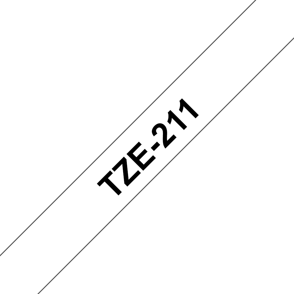 Brother TZe-211 etikettlagingsbånd Svart på hvitt