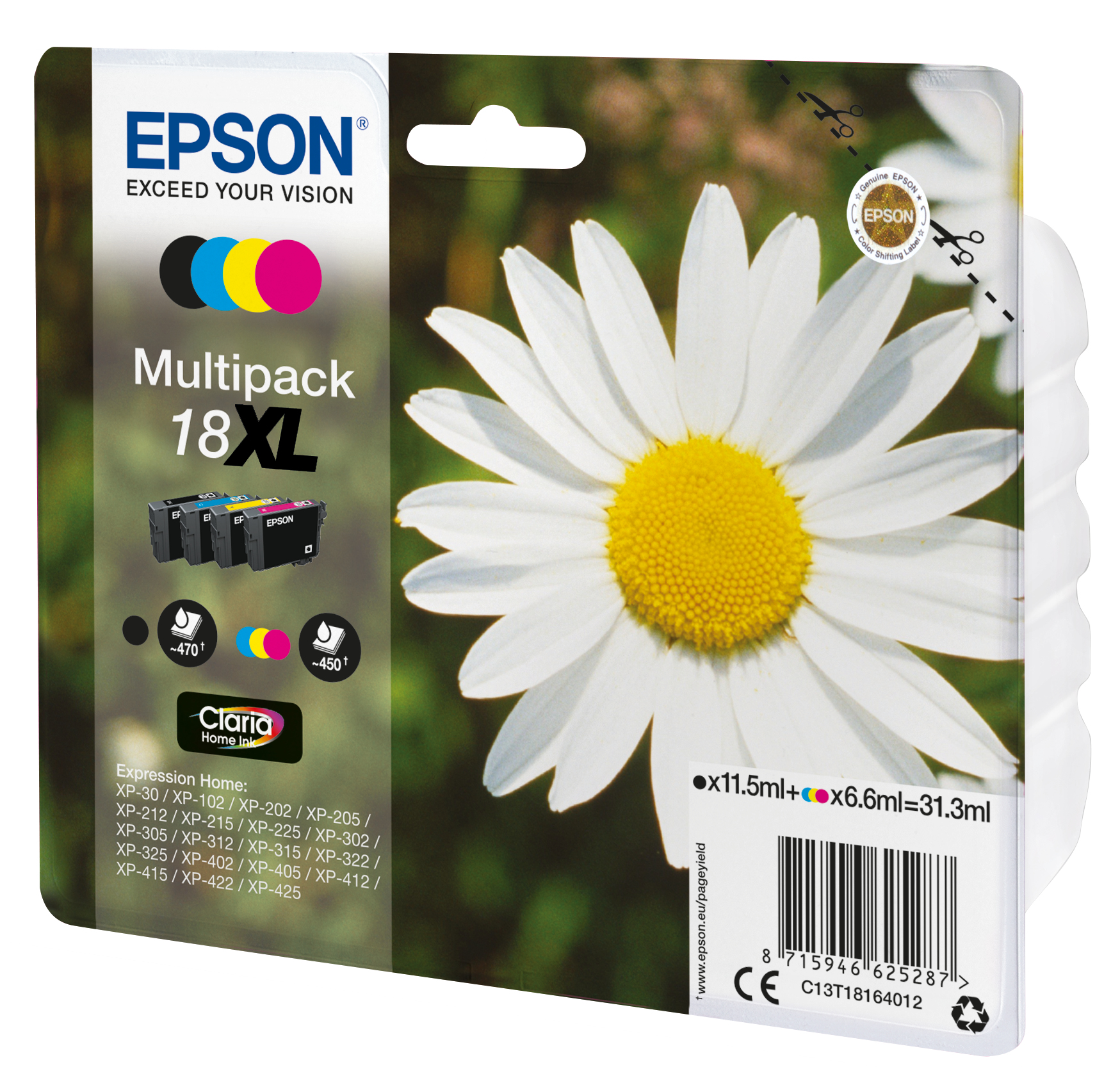 Epson Daisy 18XL Prestekrage Claria Home flerpakning 4-fargers blekk
