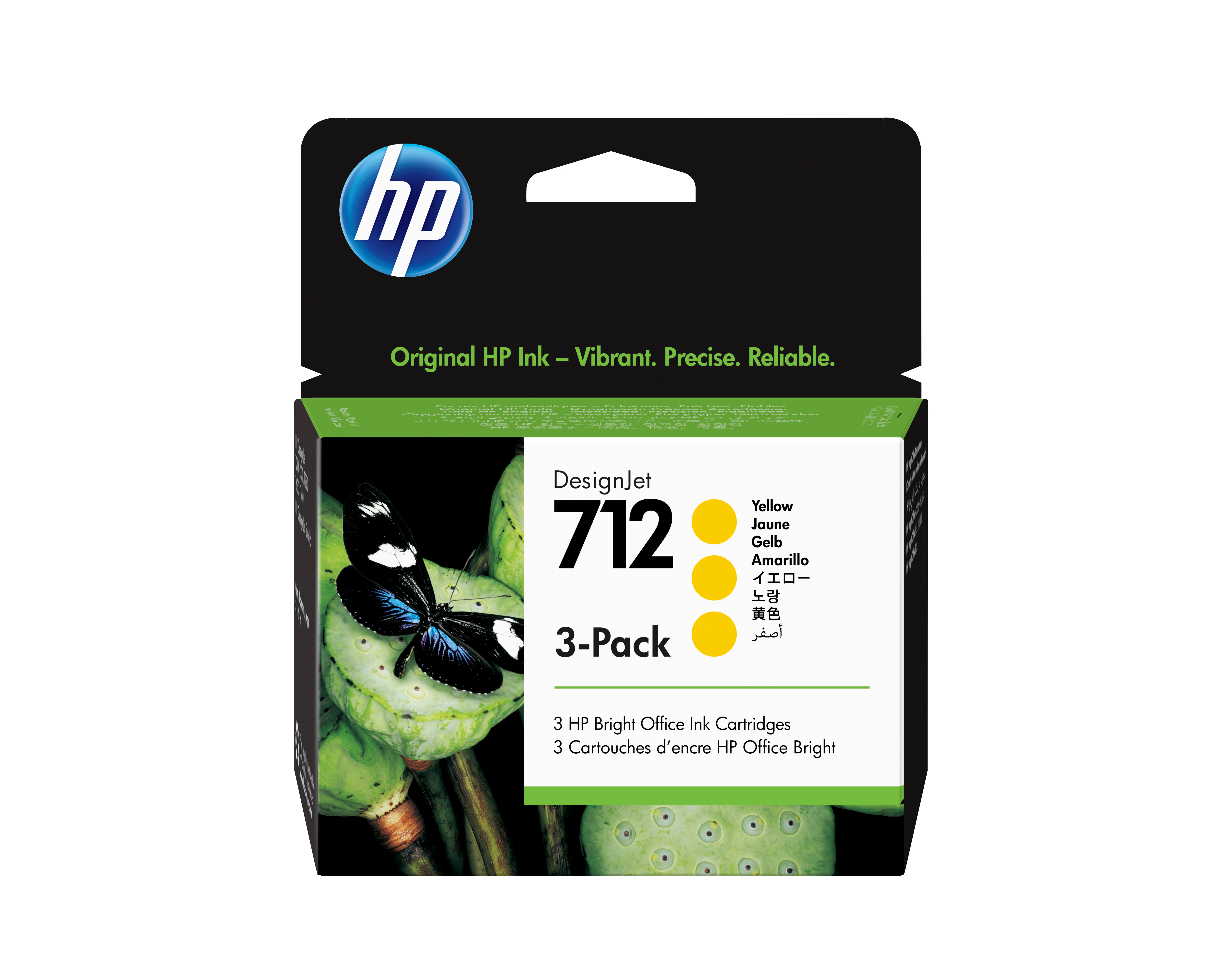HP 712 3-pakning gul DesignJet-blekkpatroner, 29 ml