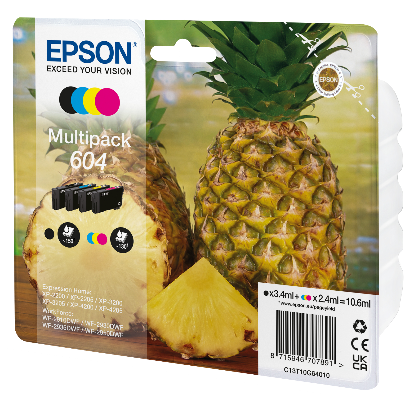 Epson 604 blekkpatron 4 stykker Original Standard utskriftsproduksjon Svart, Cyan, Fiolblå, Gult