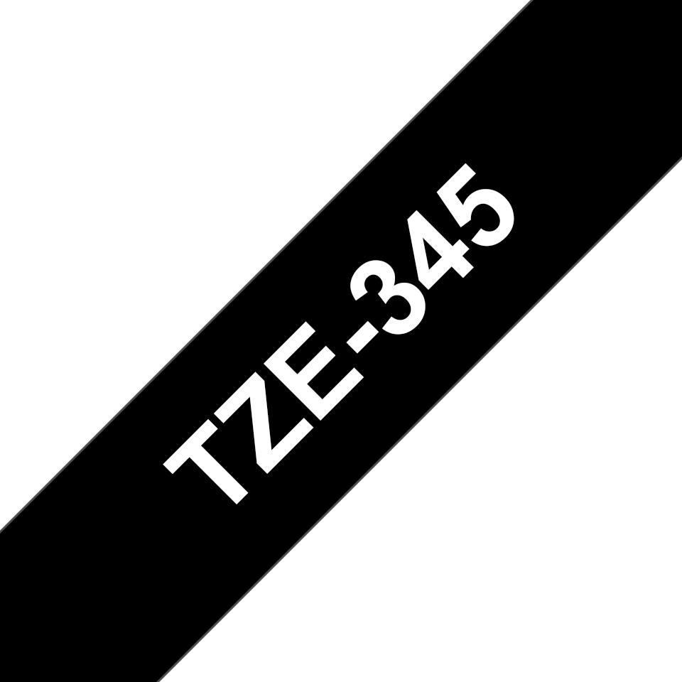 Brother TZE-345 etikettlagingsbånd Hvitt på svart